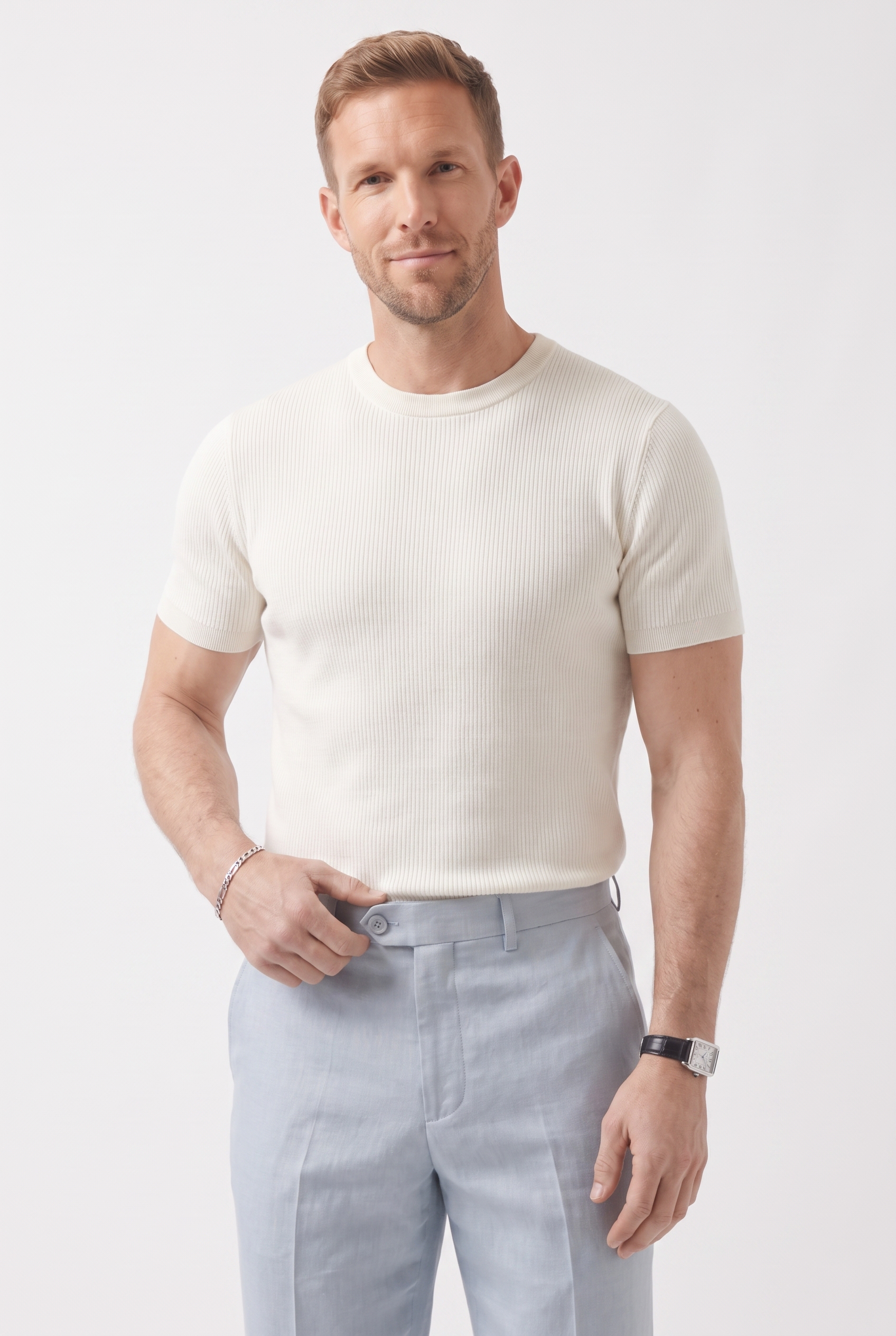 Men's Linen Tailored Trousers | Blackstone London