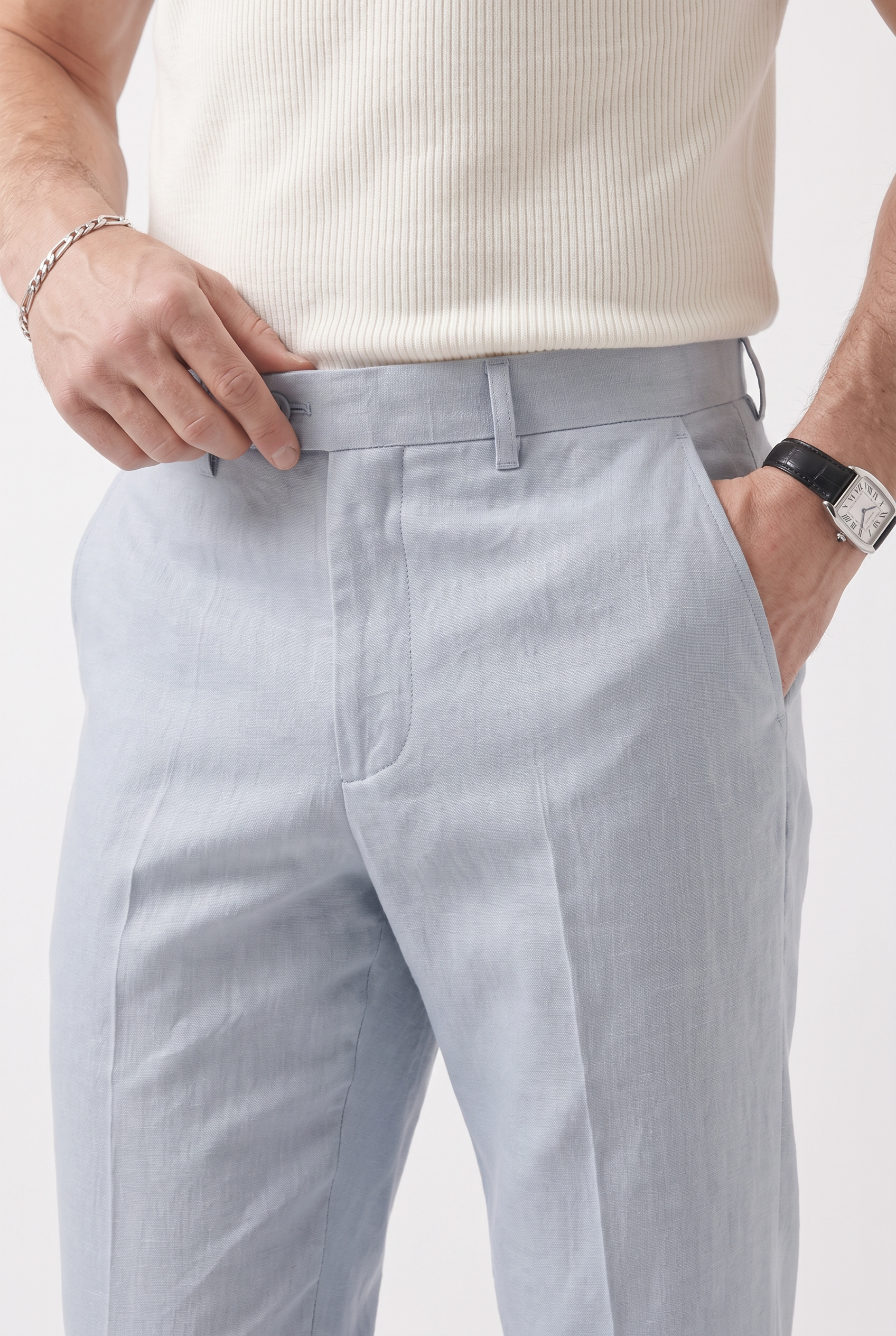 Men's Linen Tailored Trousers | Blackstone London