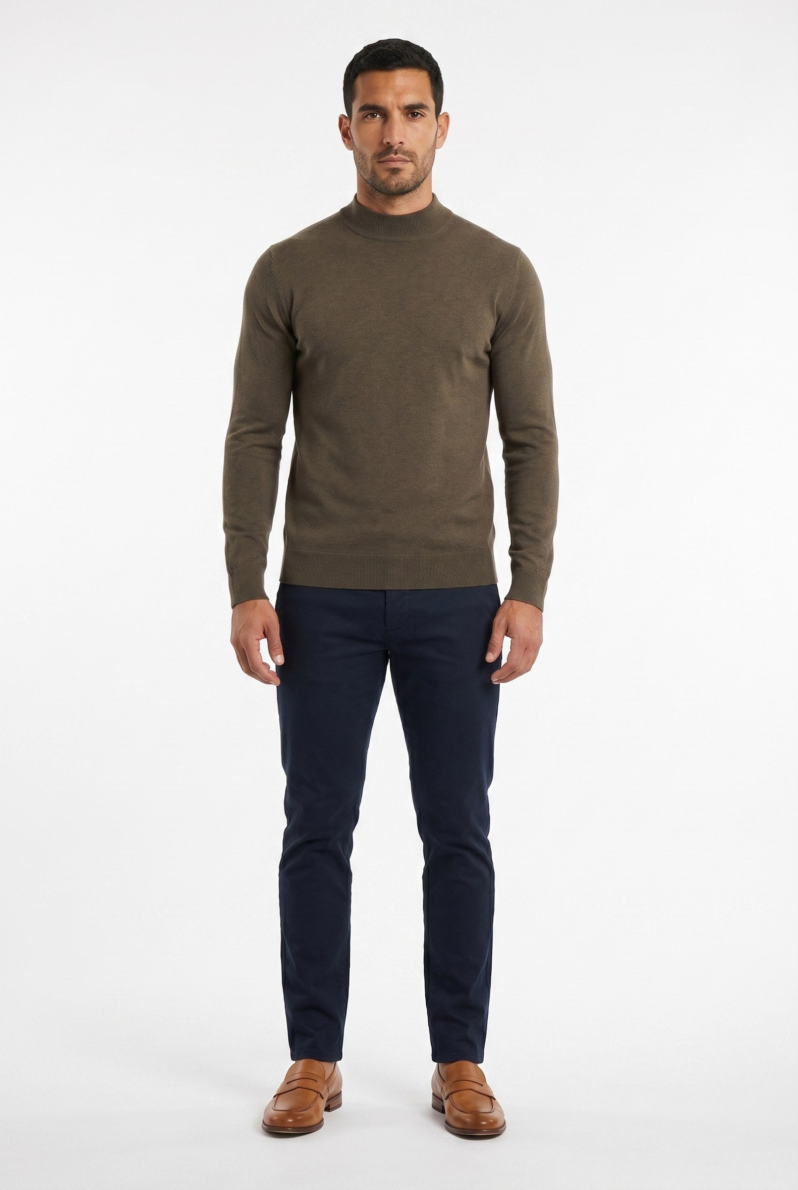 Men's Ultra Fine Cotton Mock Neck Jumper | Blackstone London