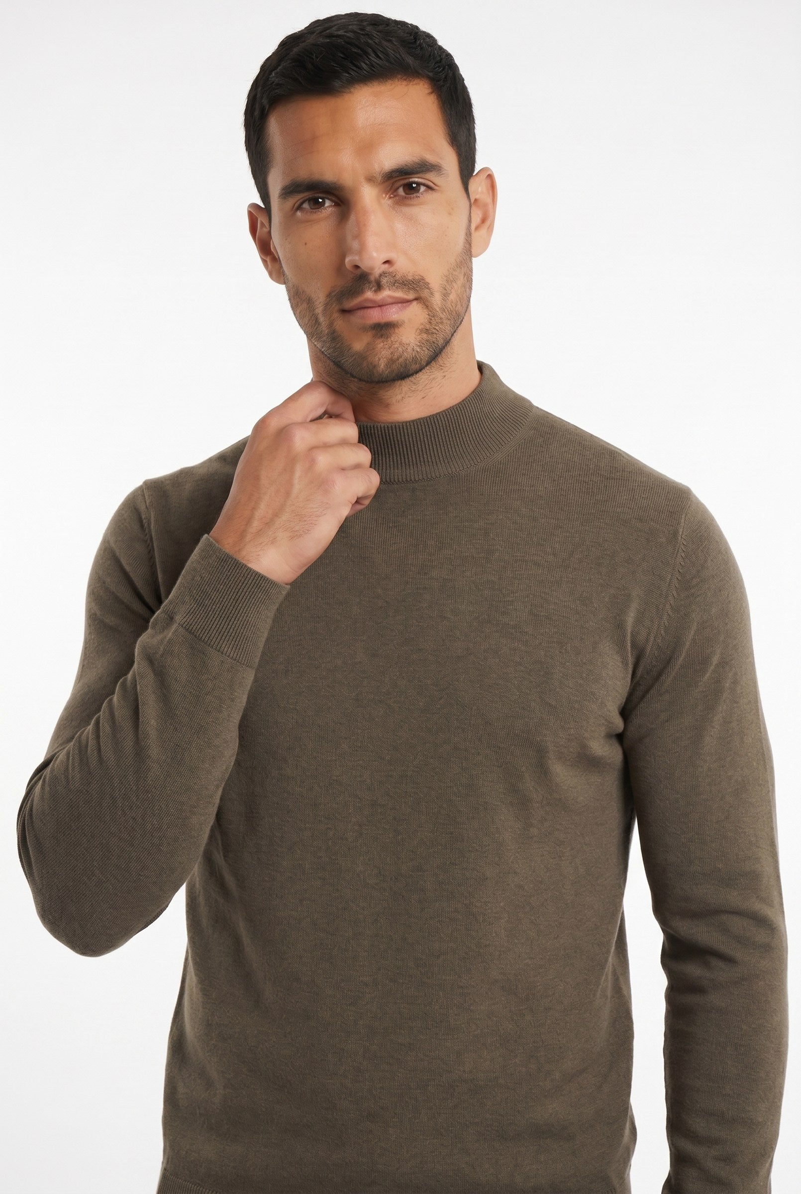 Men's Ultra Fine Cotton Mock Neck Jumper | Blackstone London