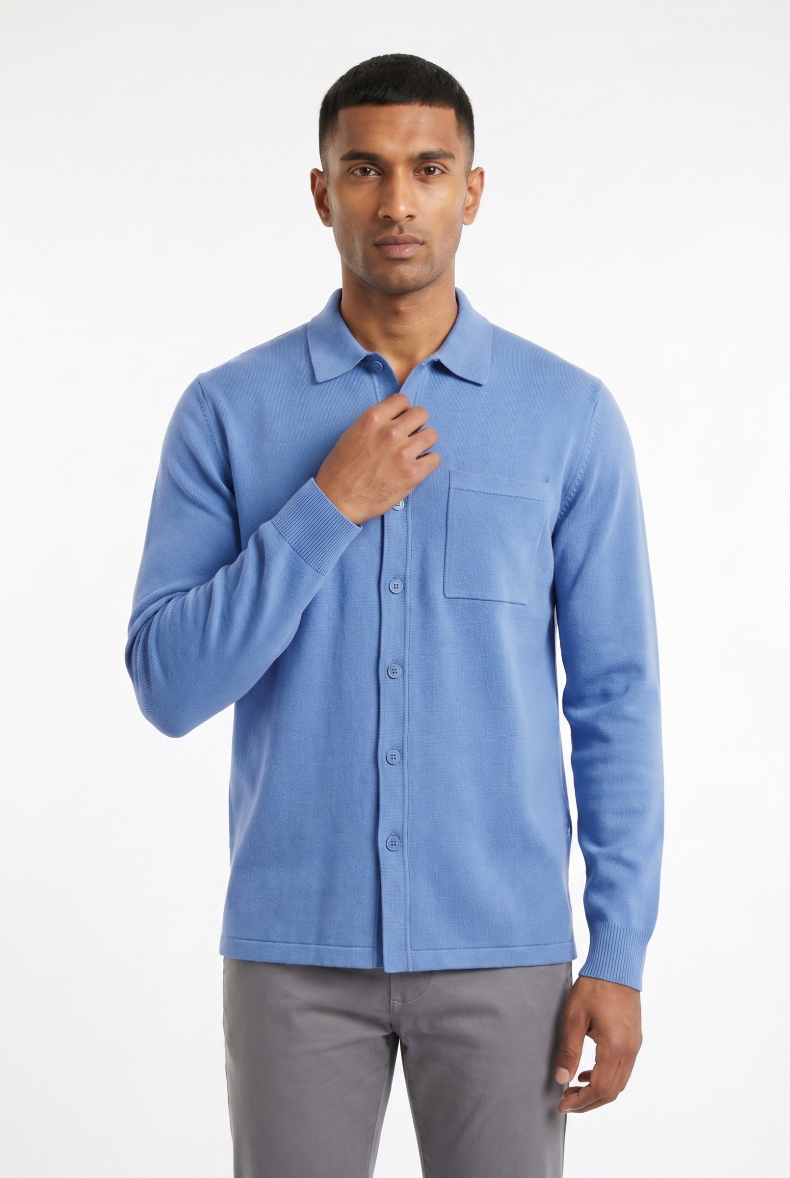Men's Long Sleeve Knit Polo Shirt | Blackstone London
