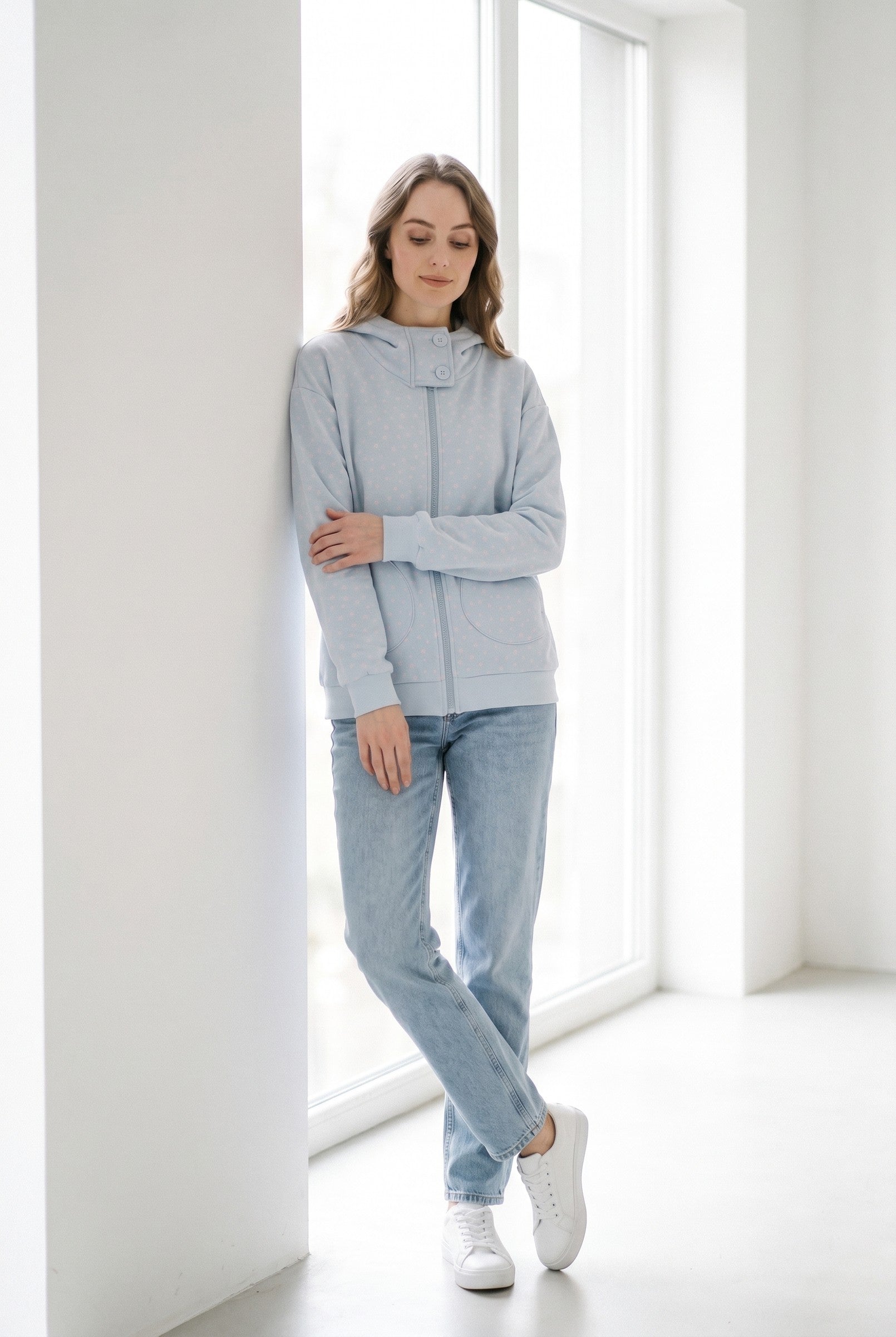 Women's Oversized Floral Hooded Sweatshirt | Blackstone London