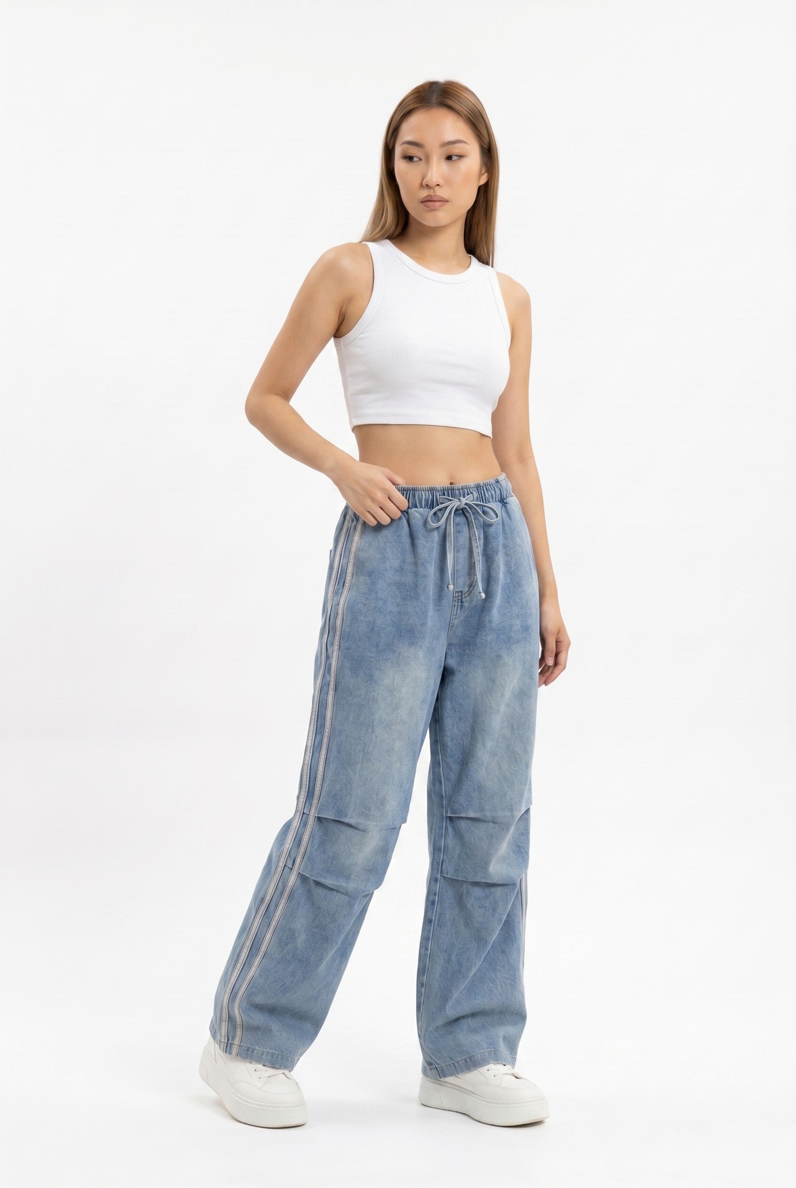 Women's Wide Leg Track Balloon Jeans | Blackstone London