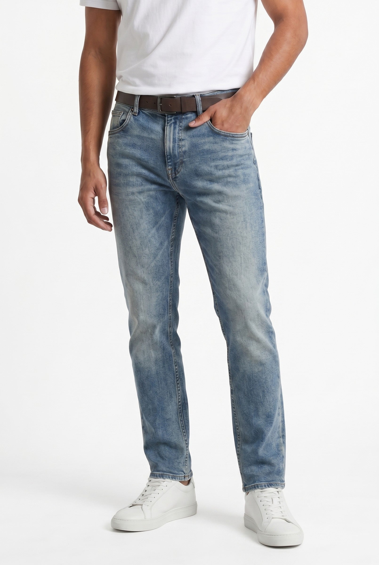 Men's Slim Tapered Stretch Denim Jeans | Blackstone London