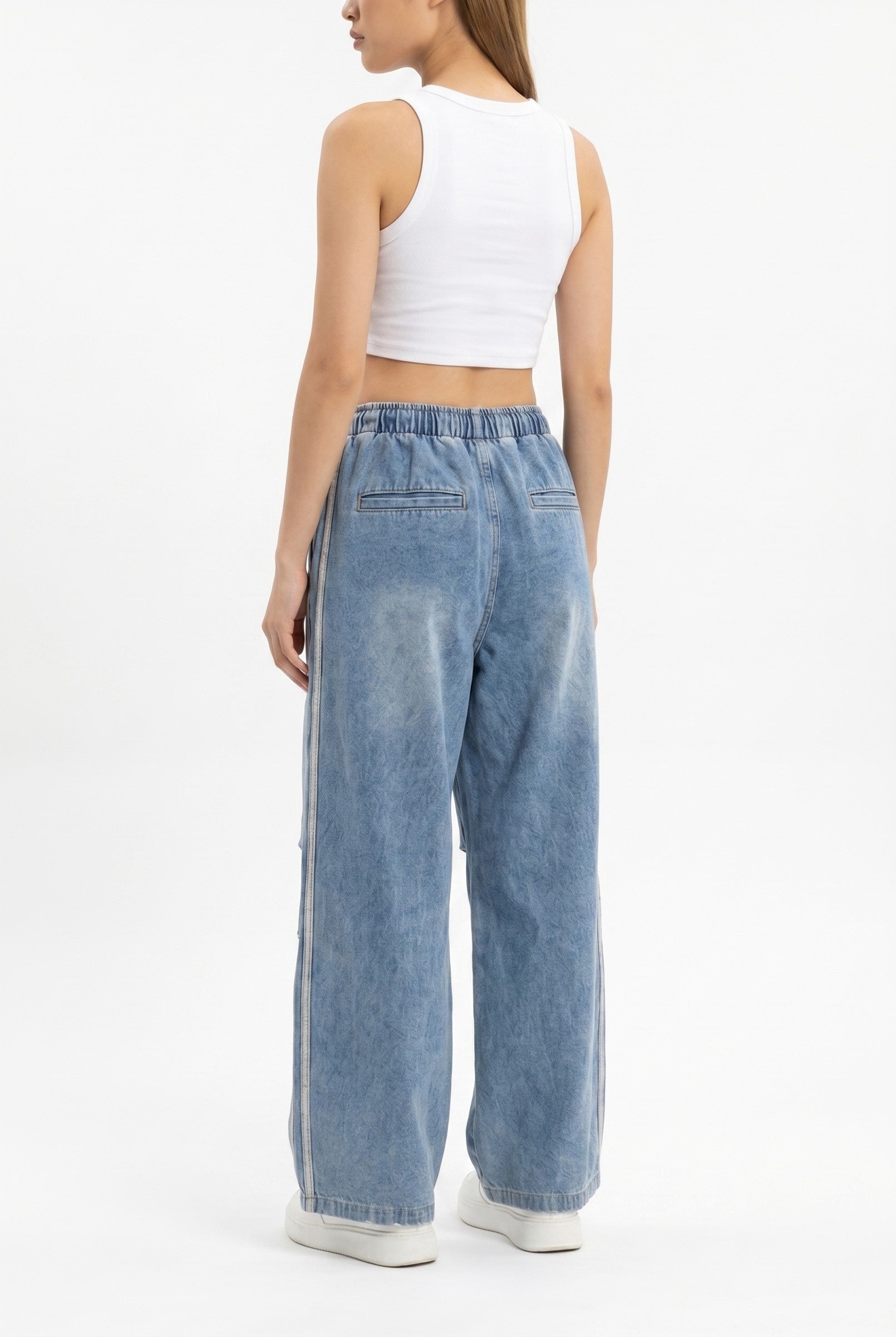 Women's Wide Leg Track Balloon Jeans | Blackstone London