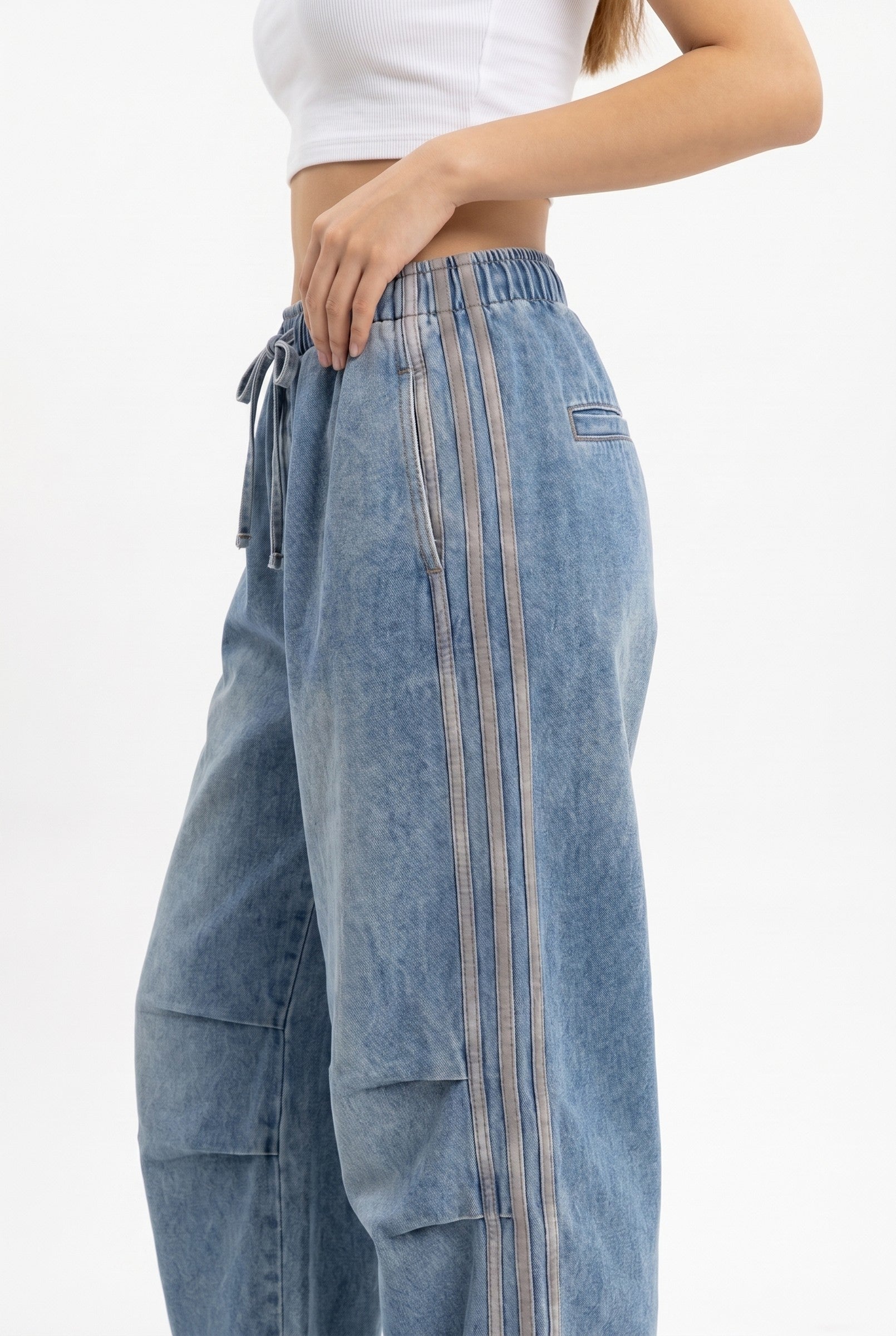 Women's Wide Leg Track Balloon Jeans | Blackstone London