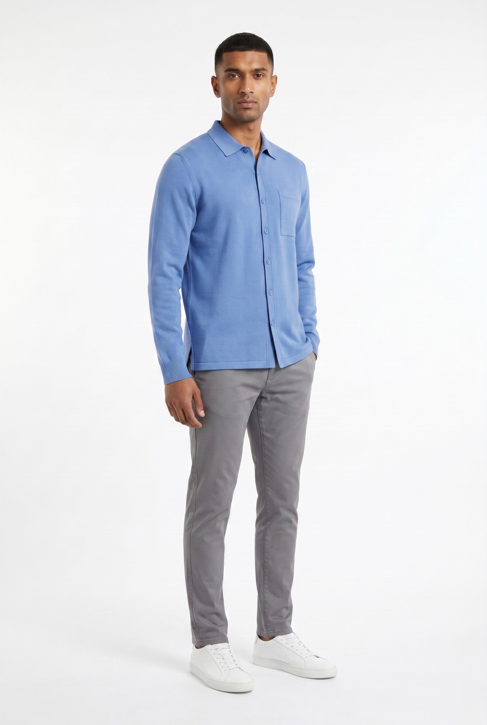 Men's Long Sleeve Knit Polo Shirt | Blackstone London