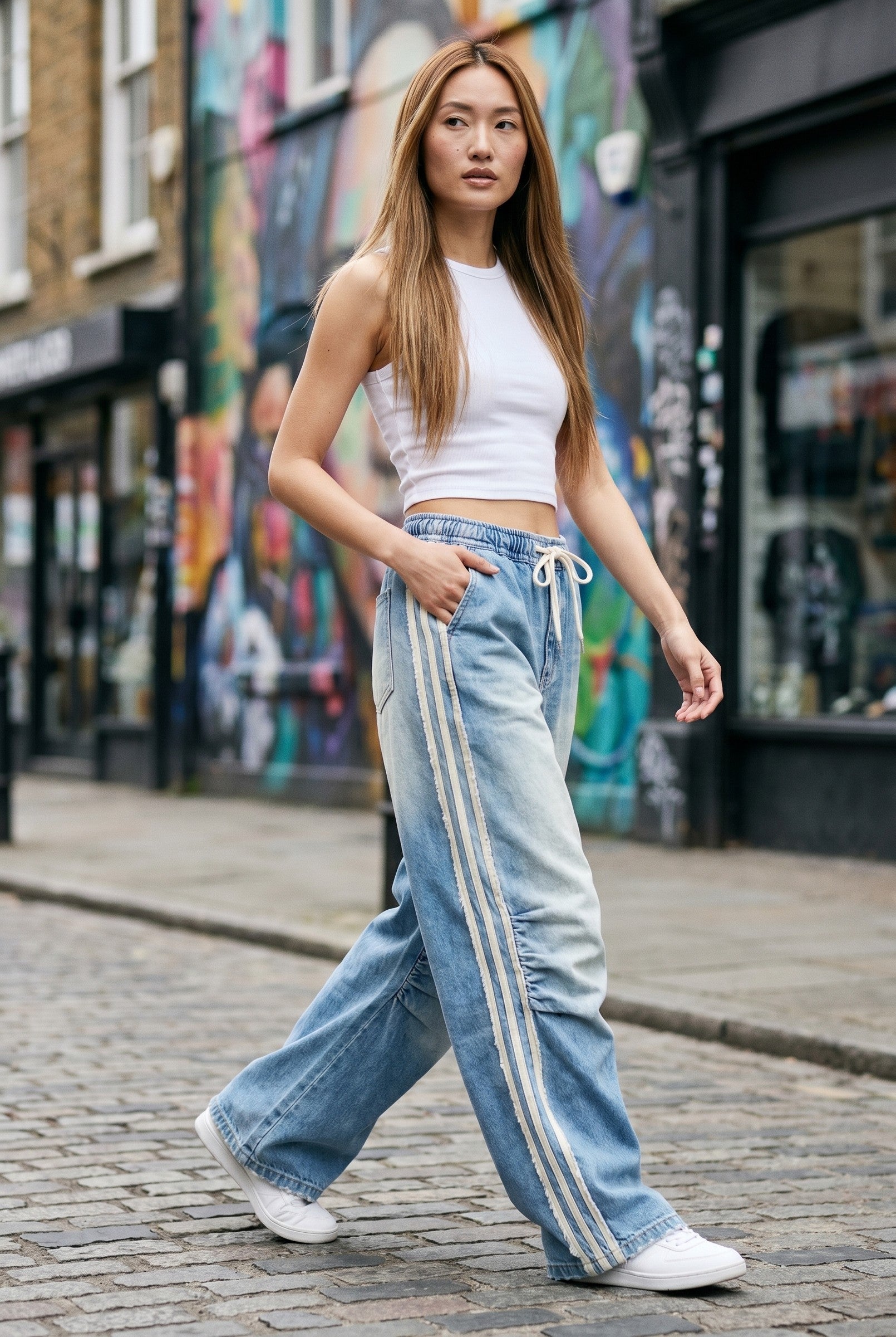 Women's Wide Leg Track Balloon Jeans | Blackstone London