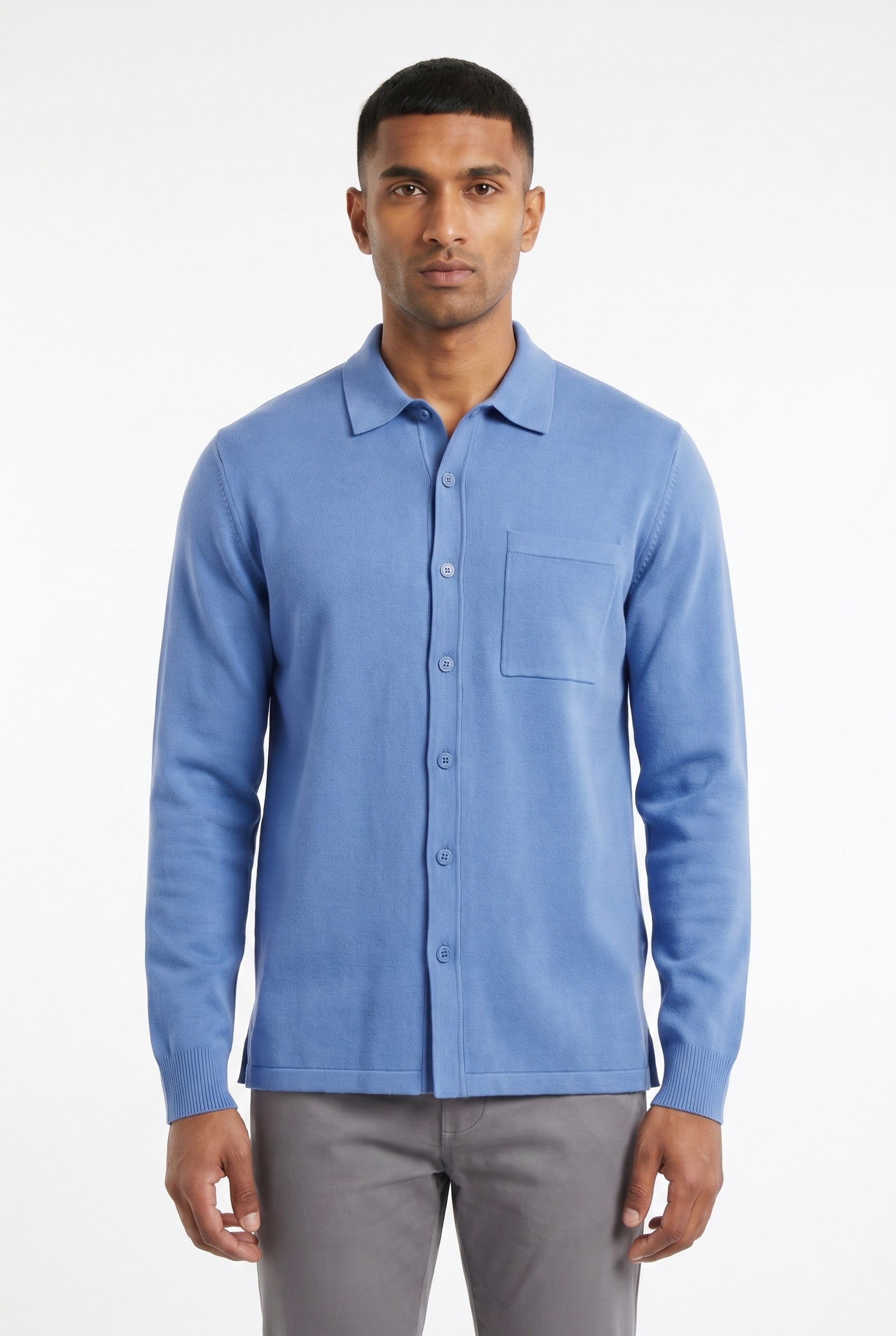 Men's Long Sleeve Knit Polo Shirt | Blackstone London