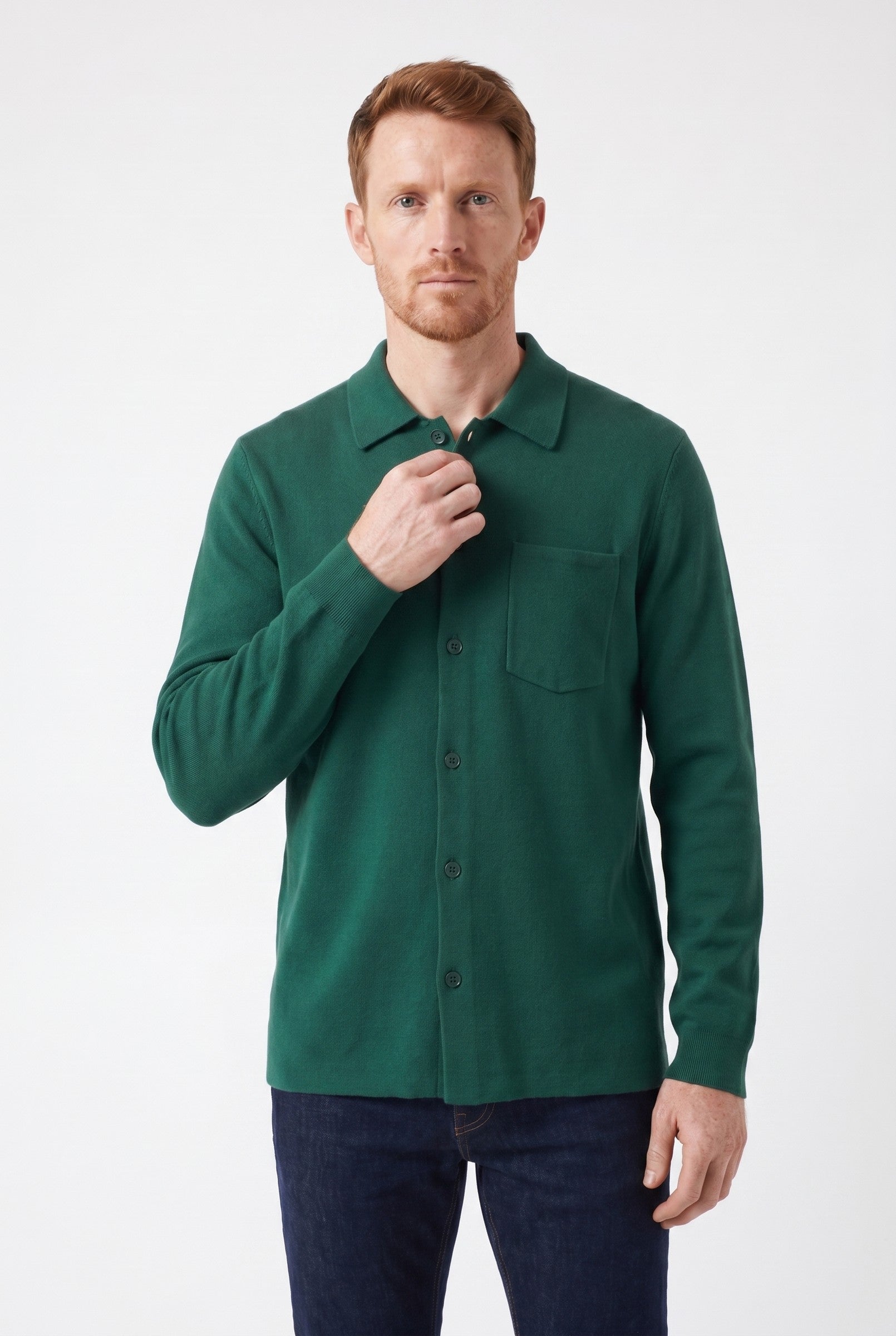 Men's Long Sleeve Knit Polo Shirt | Blackstone London