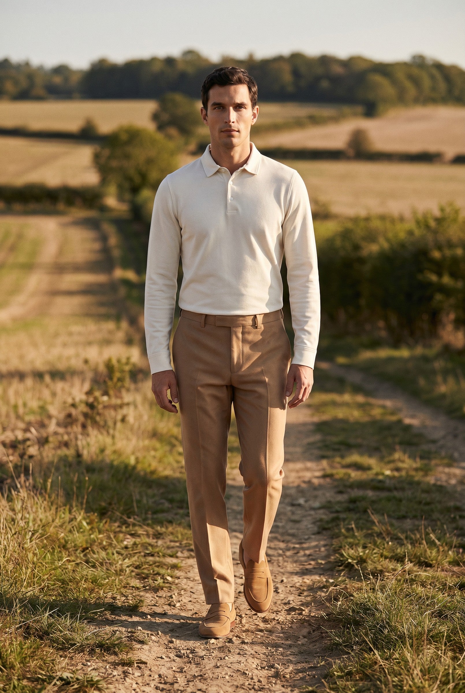 Men's Moxon Long-Sleeve Pique Polo | Blackstone London
