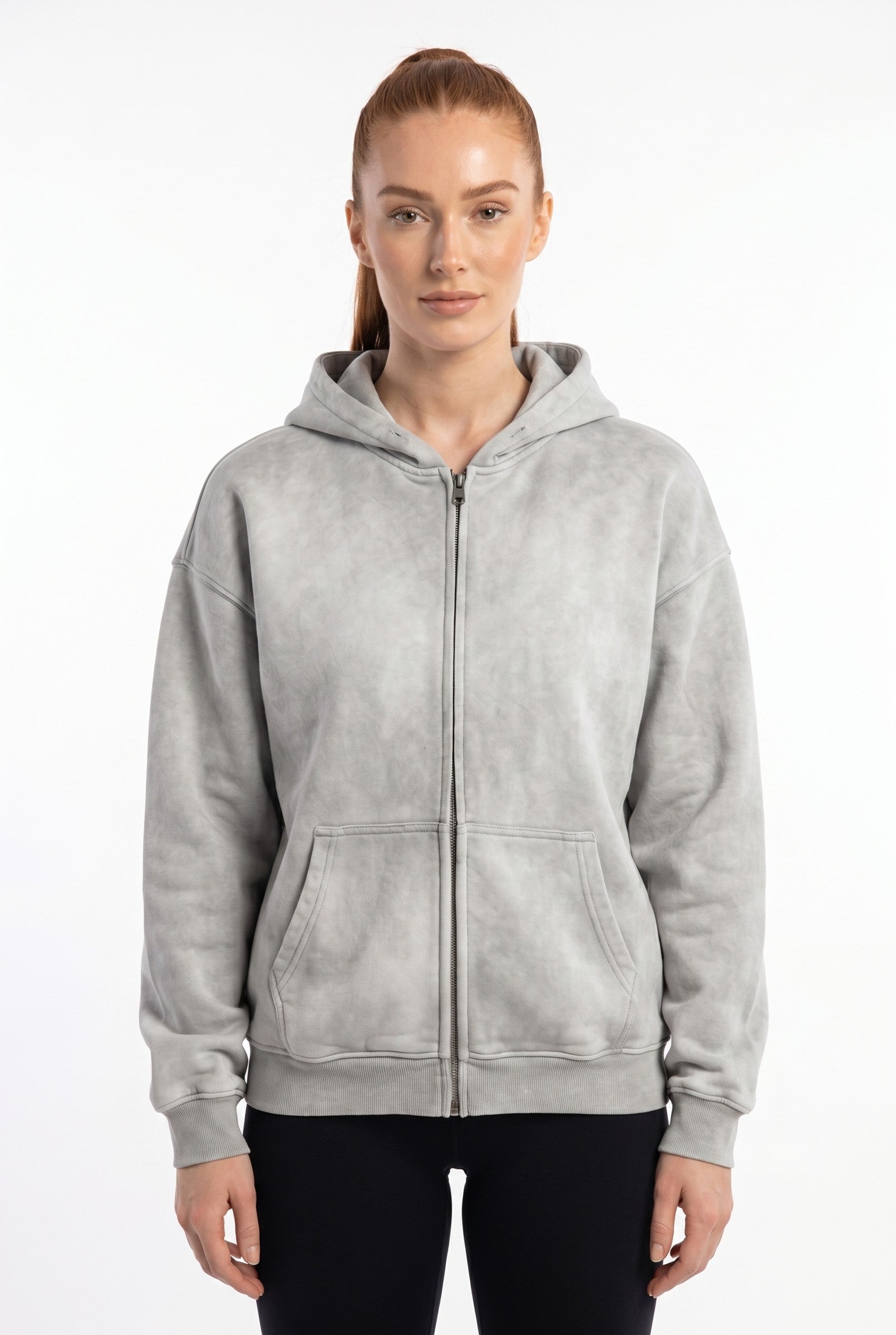 Women's Acid Wash Zip Hoodie | Blackstone London