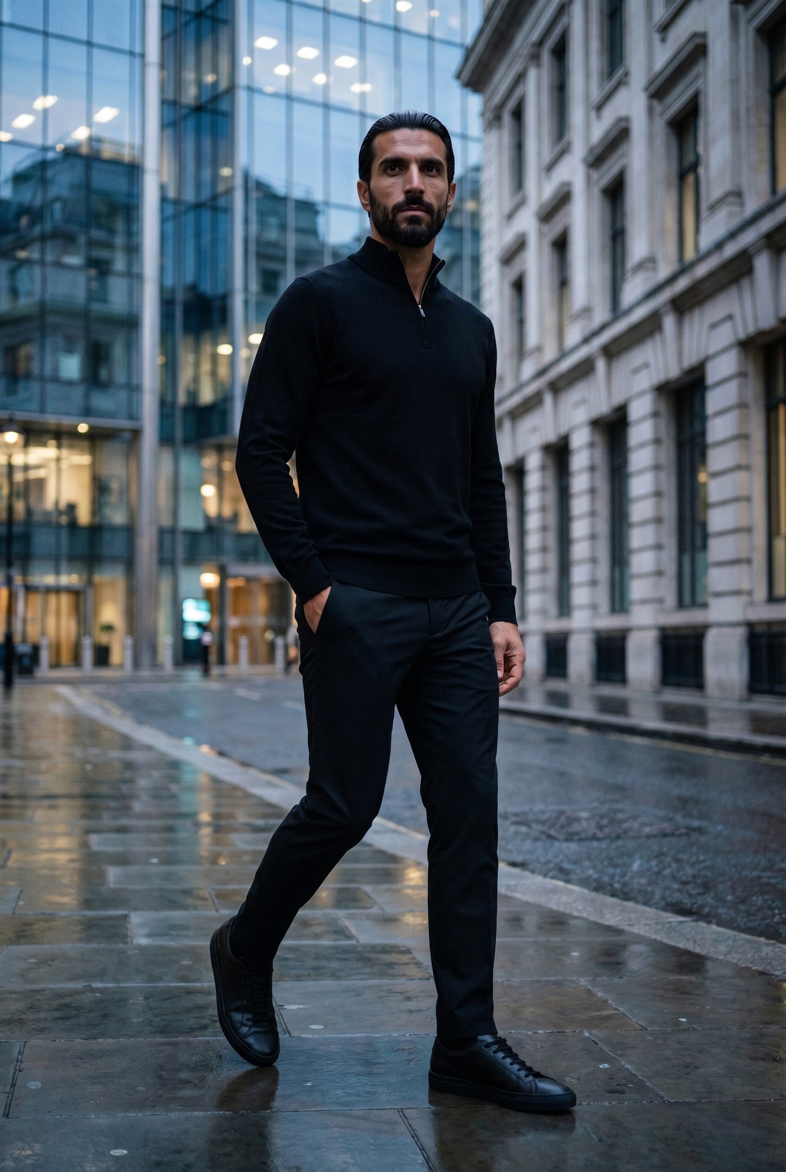 Men's Cotton Knitted Half-Zip Funnel | Blackstone London