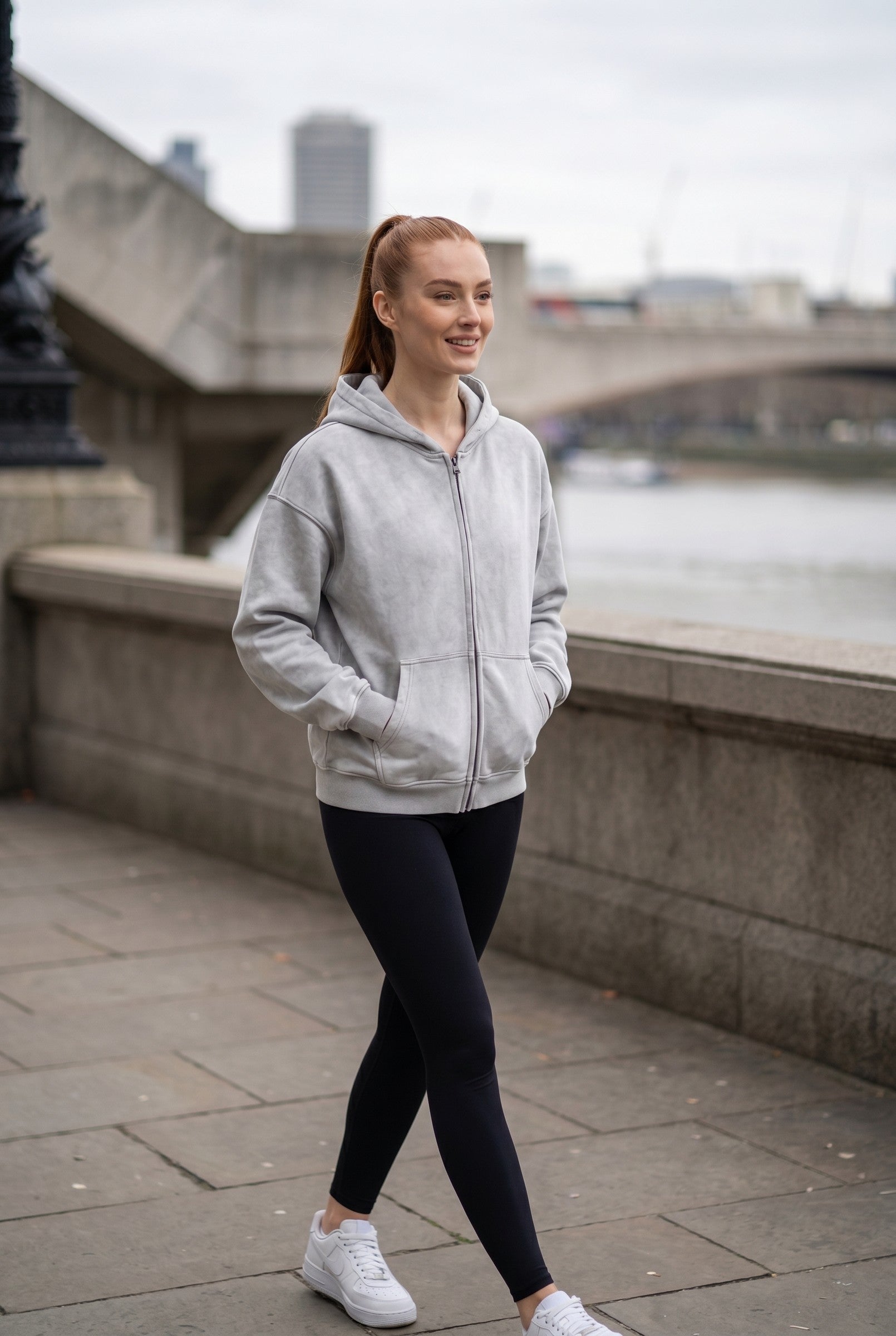 Women's Acid Wash Zip Hoodie | Blackstone London
