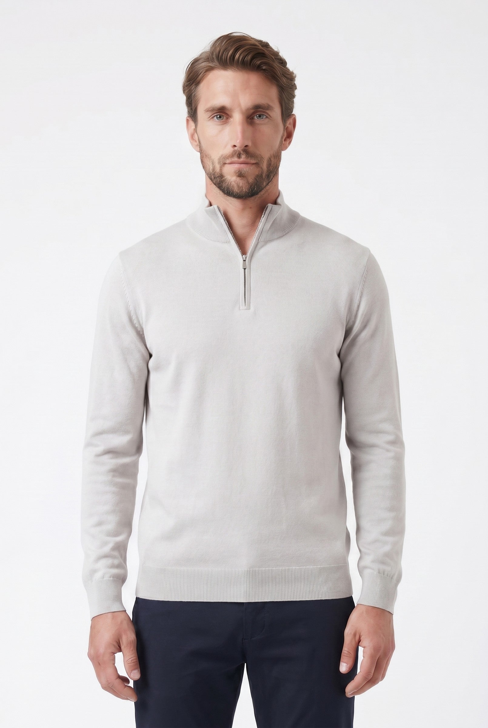 Men's Cotton Knitted Half-Zip Funnel | Blackstone London