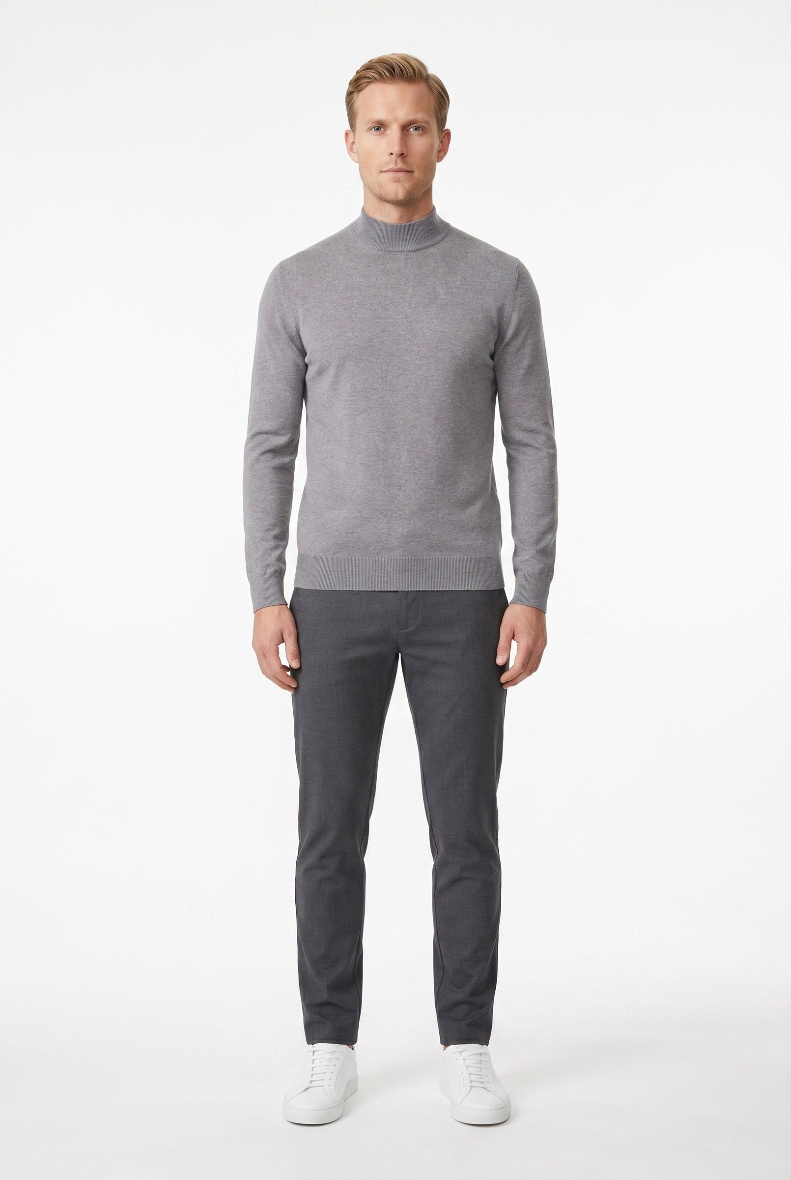 Men's Ultra Fine Cotton Mock Neck Jumper | Blackstone London