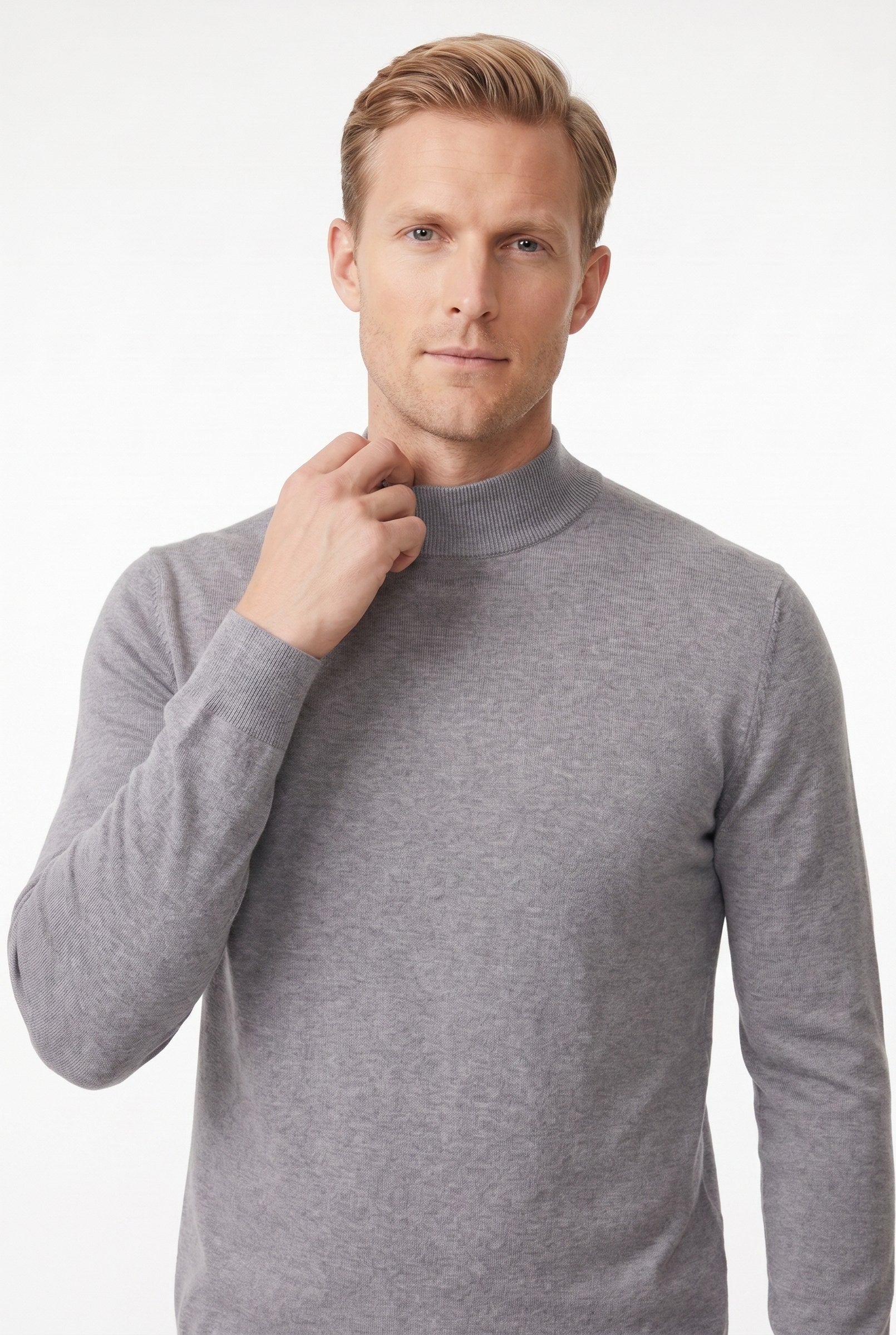 Men's Ultra Fine Cotton Mock Neck Jumper | Blackstone London