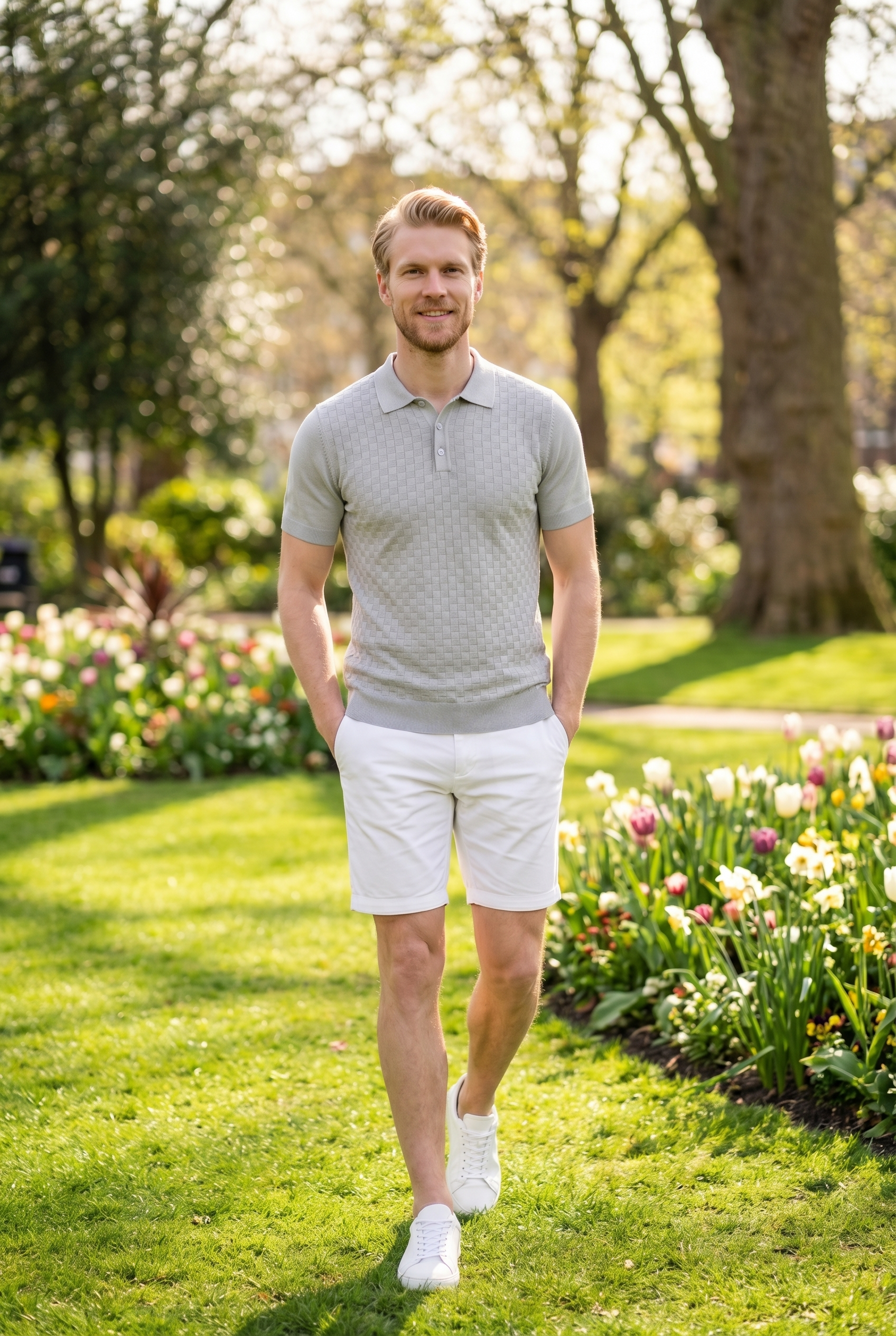 Men's Waffle Knit Polo Shirt | Blackstone London