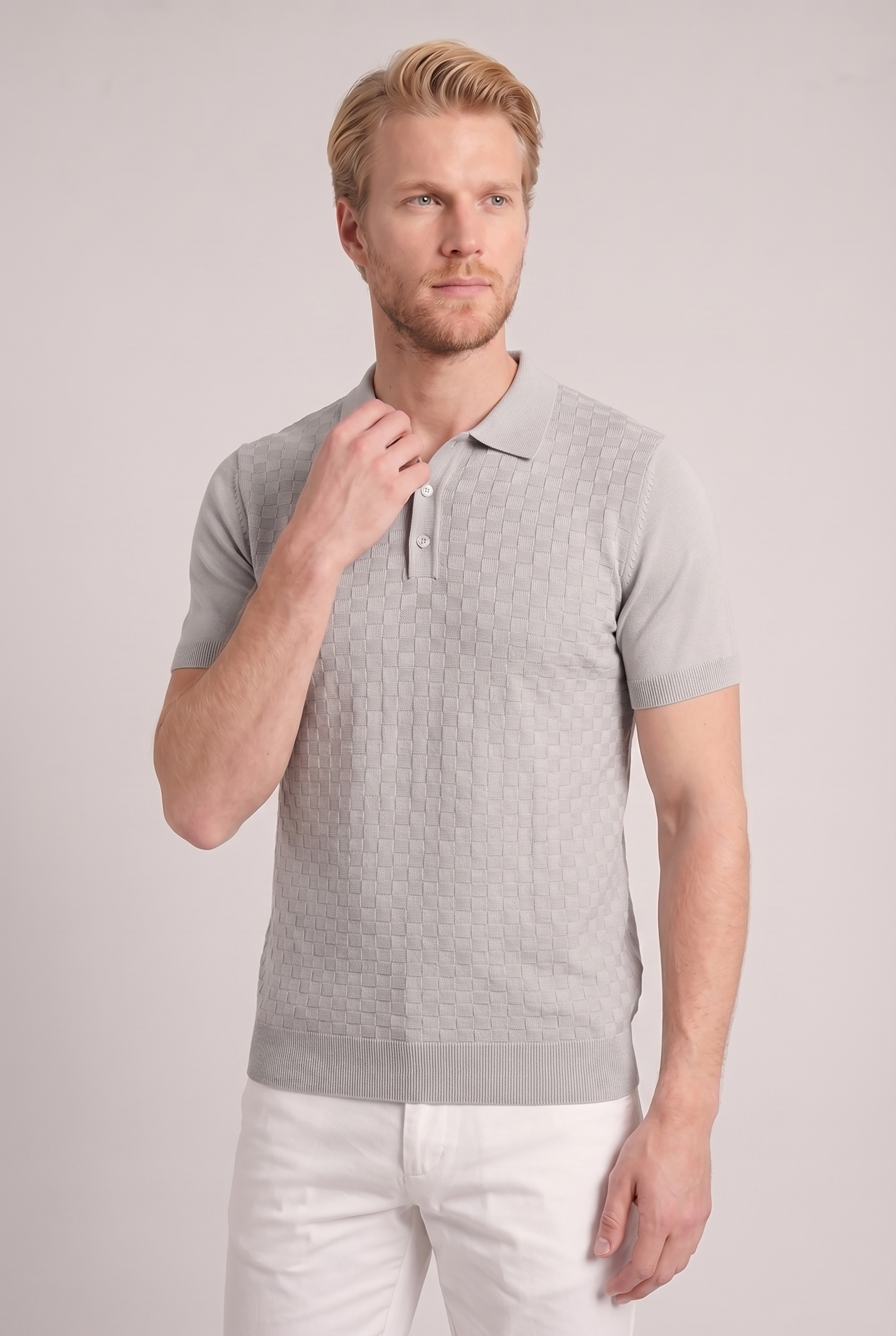 Men's Waffle Knit Polo Shirt | Blackstone London