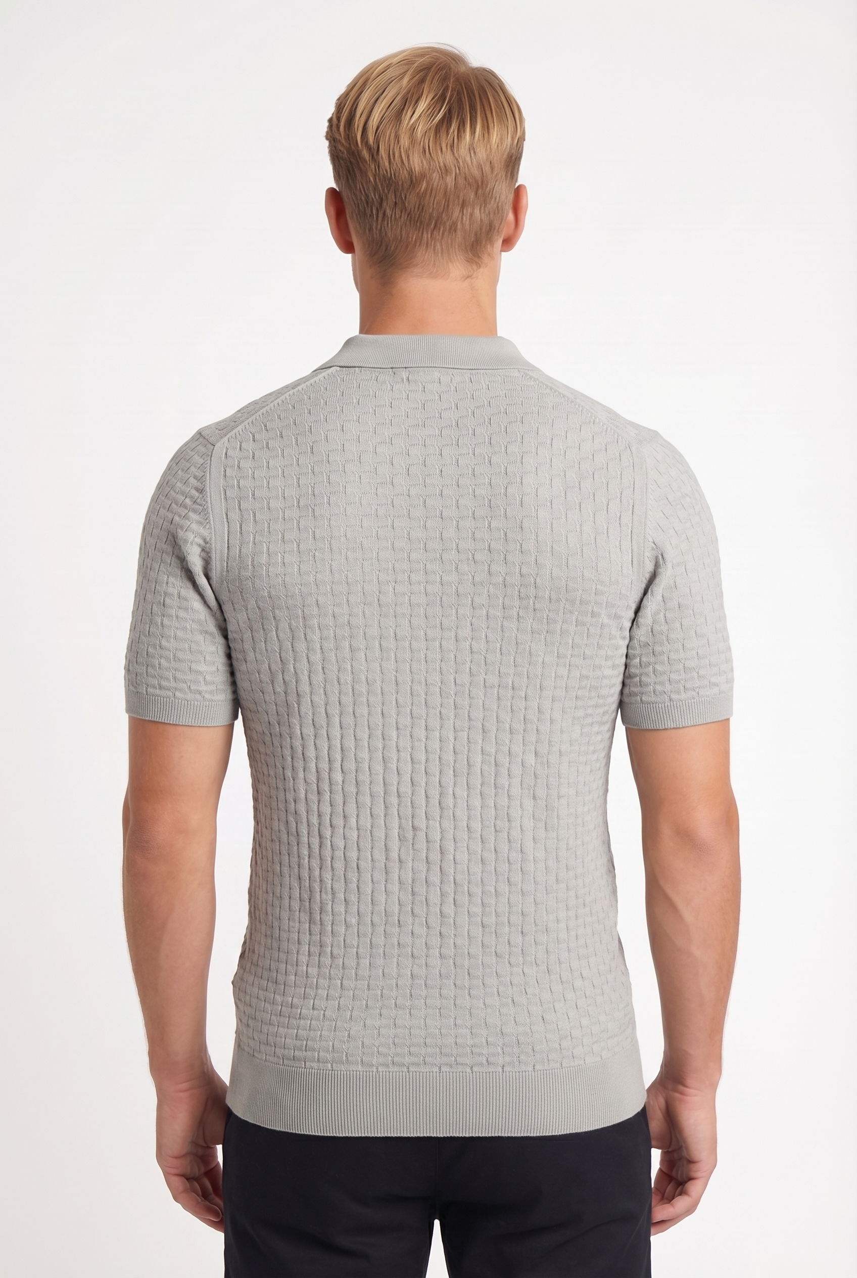 Men's Textured Knit Polo Shirt | Blackstone London