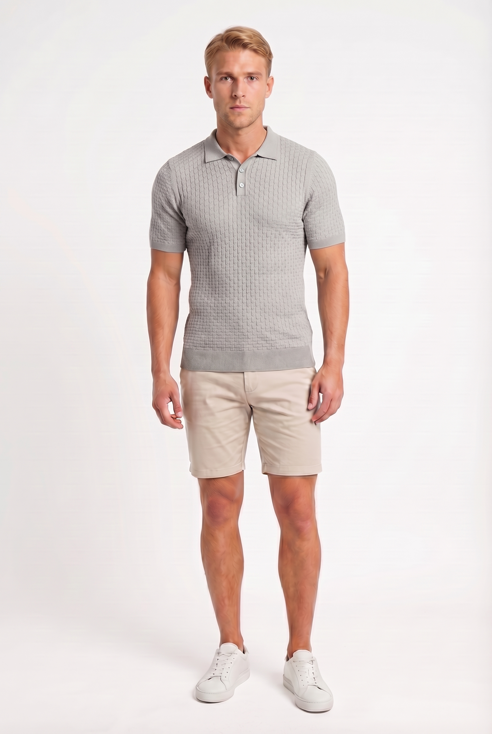 Men's Textured Knit Polo Shirt | Blackstone London