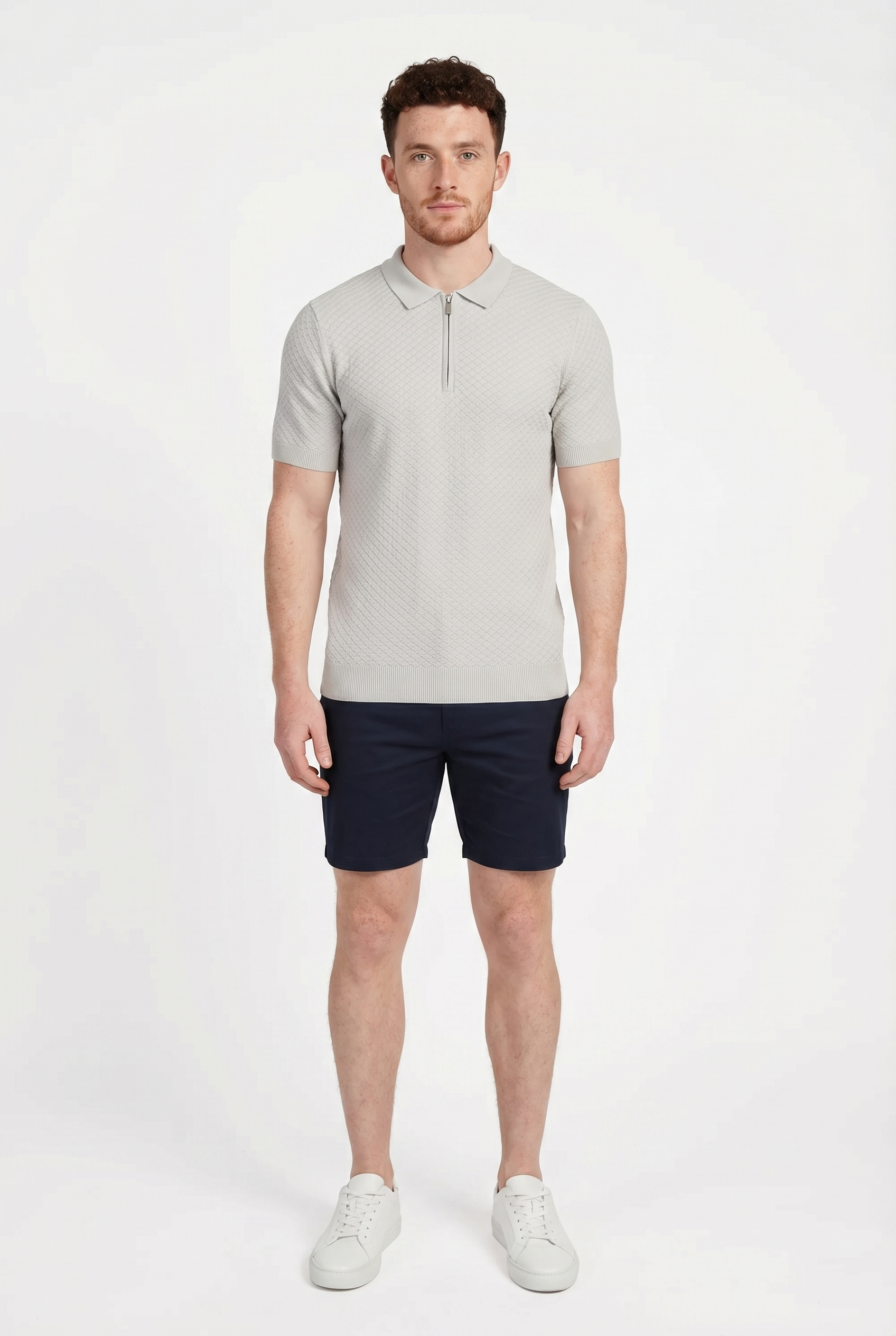 Men's Half Zip Knit Polo Shirt | Blackstone London