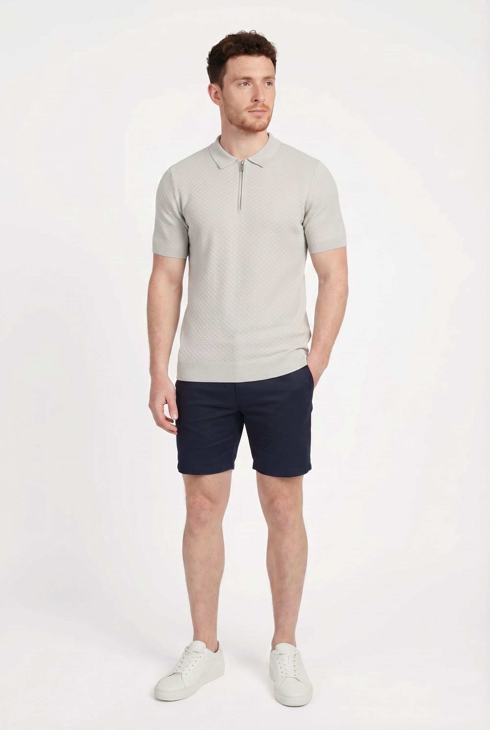 Men's Half Zip Knit Polo Shirt | Blackstone London