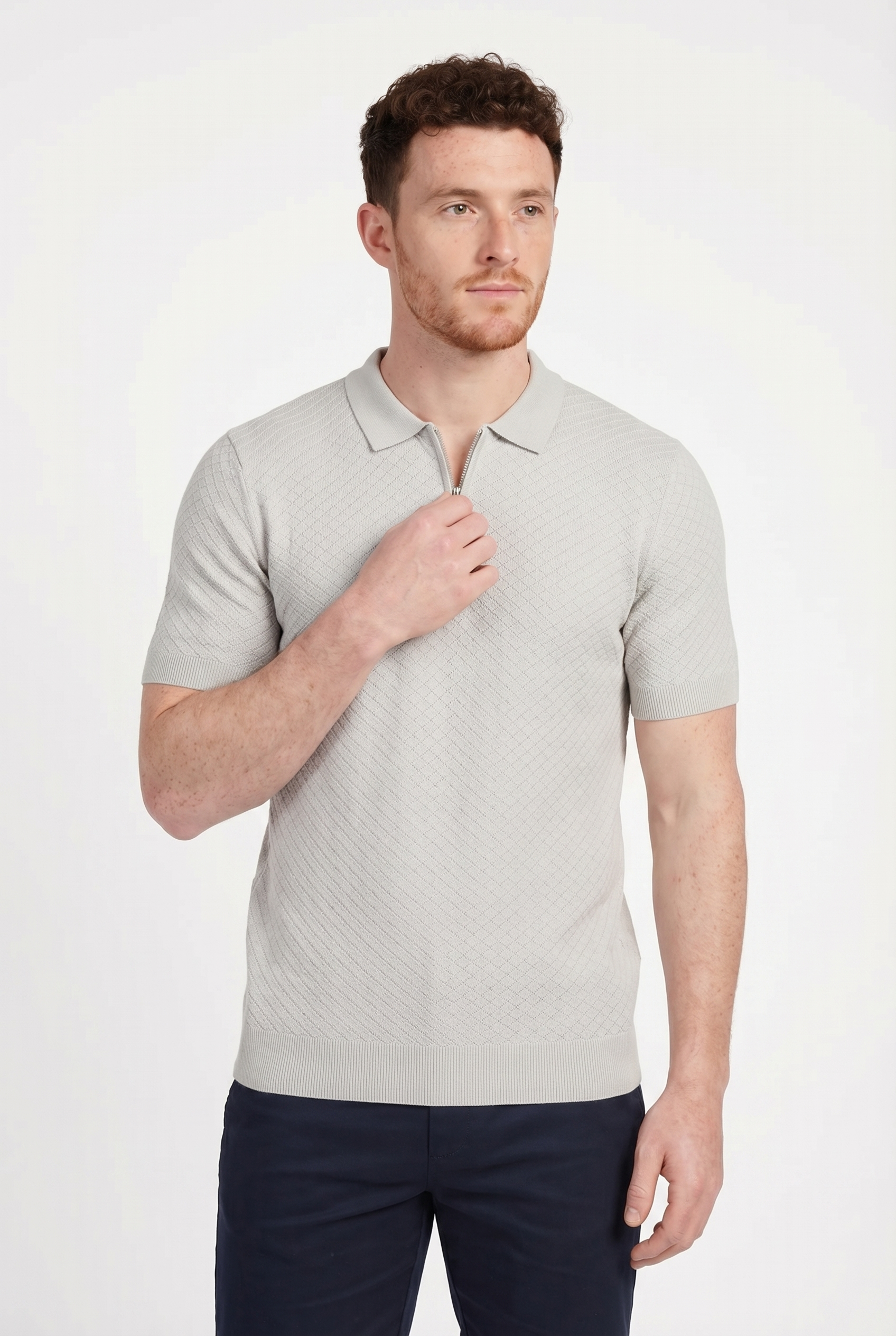 Men's Half Zip Knit Polo Shirt | Blackstone London