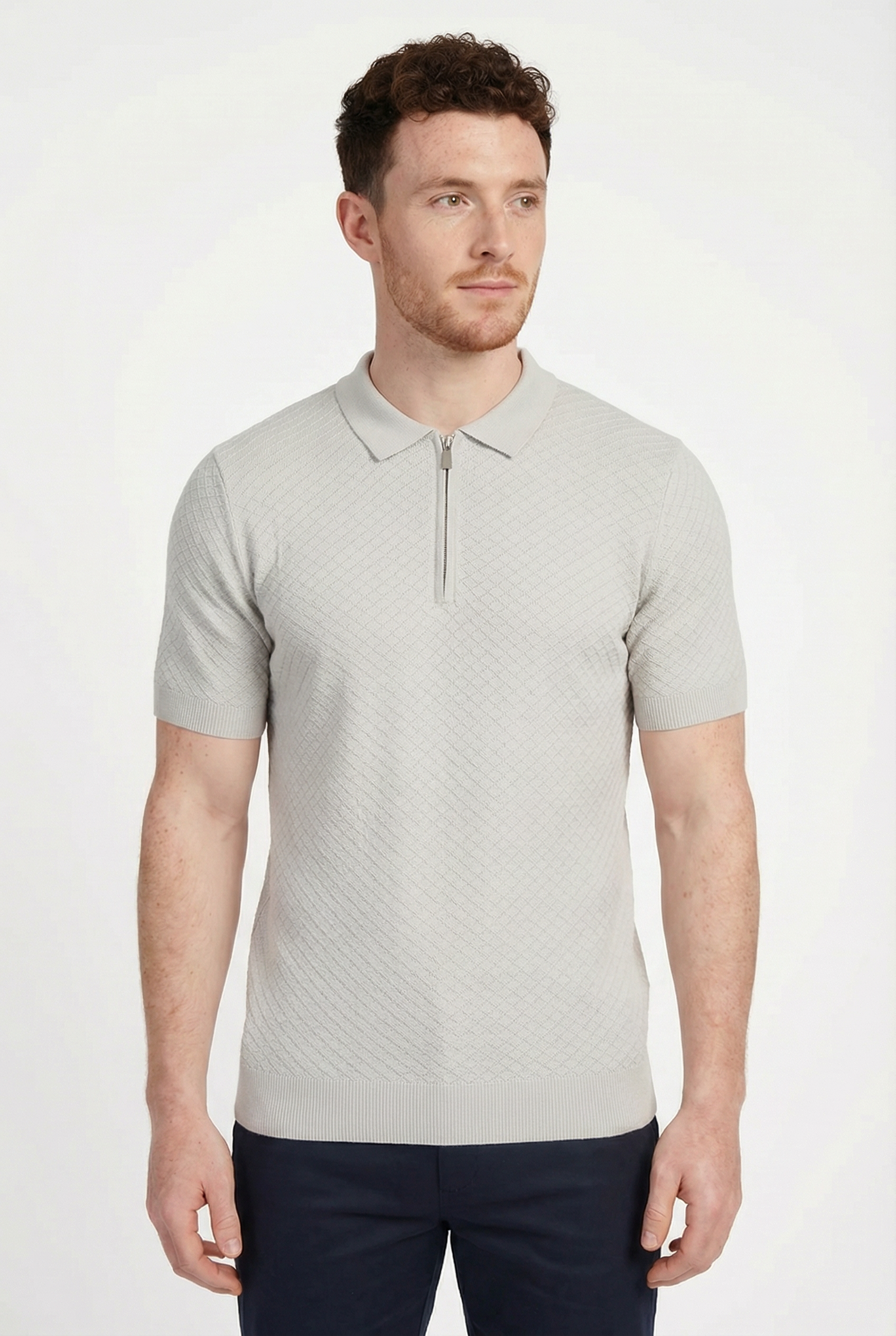 Men's Half Zip Knit Polo Shirt | Blackstone London