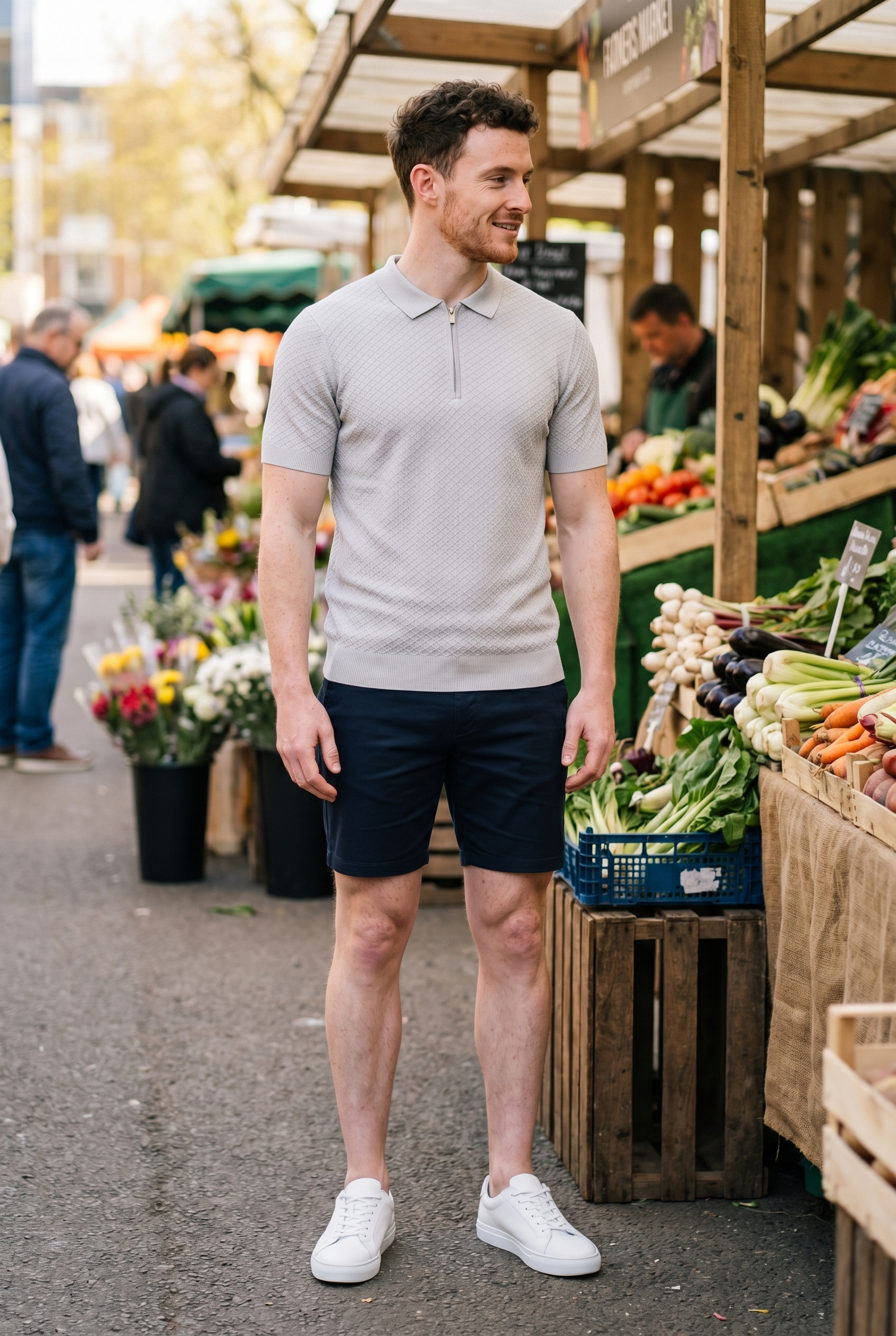 Men's Half Zip Knit Polo Shirt | Blackstone London