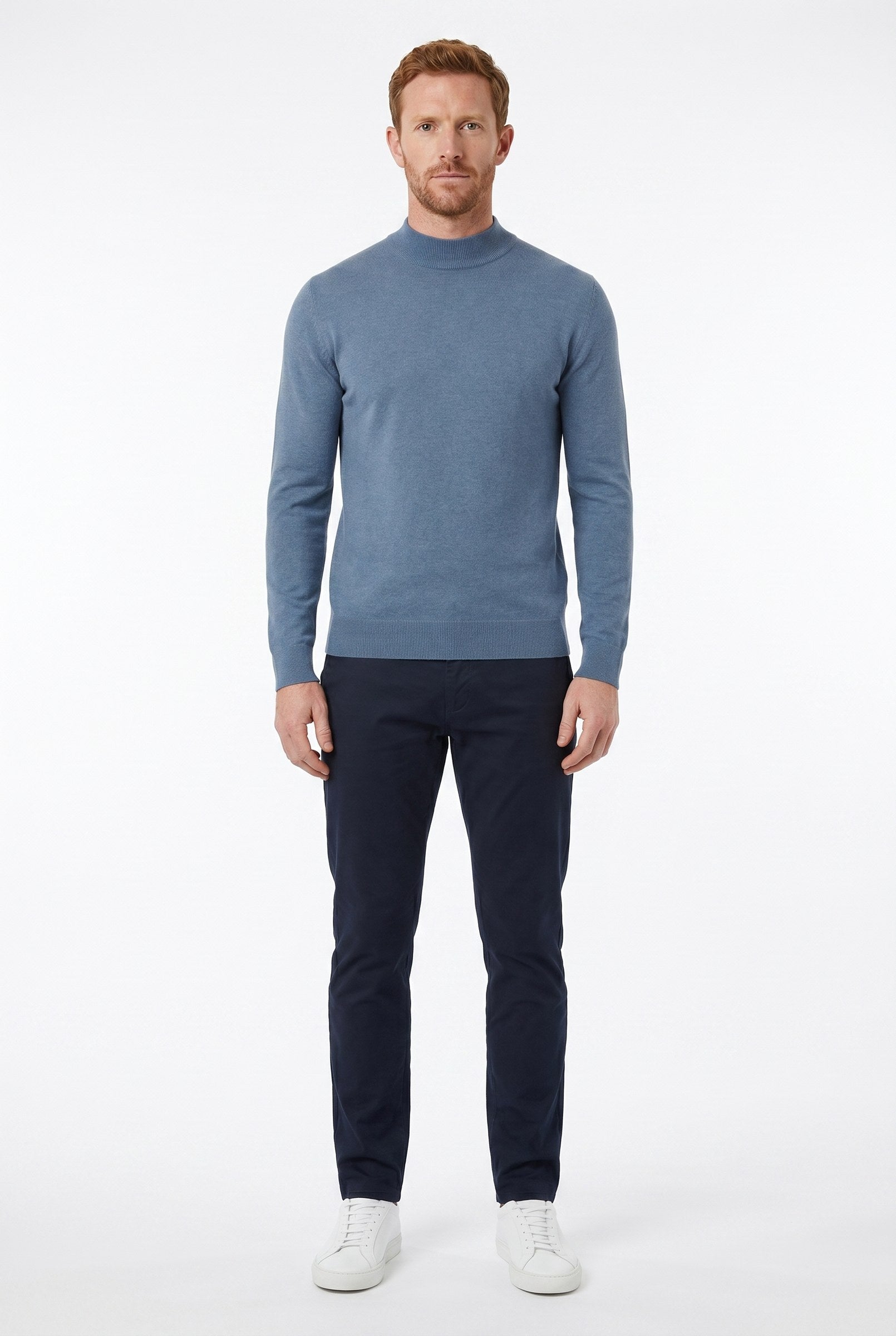 Men's Ultra Fine Cotton Mock Neck Jumper | Blackstone London