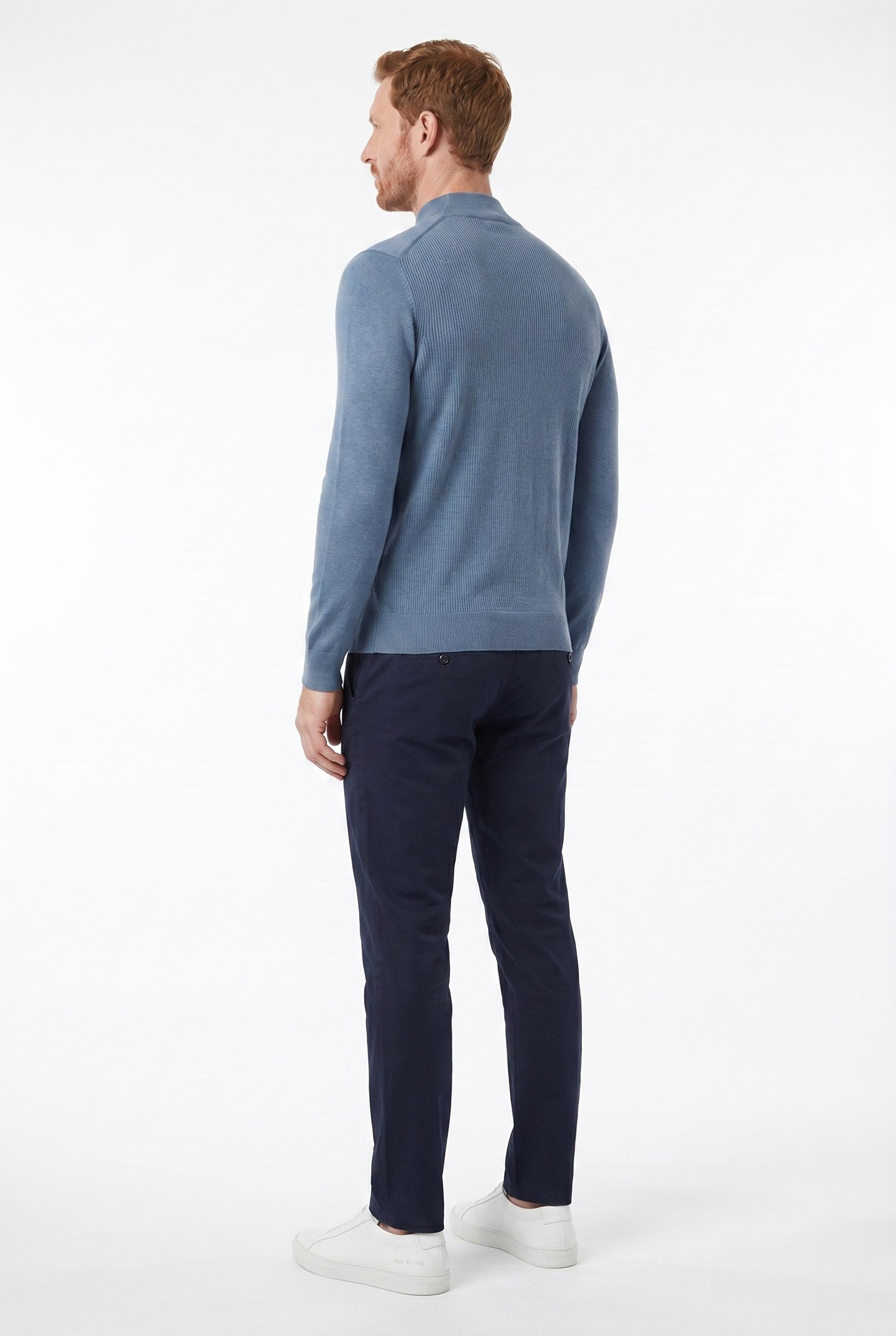 Men's Ultra Fine Cotton Mock Neck Jumper | Blackstone London