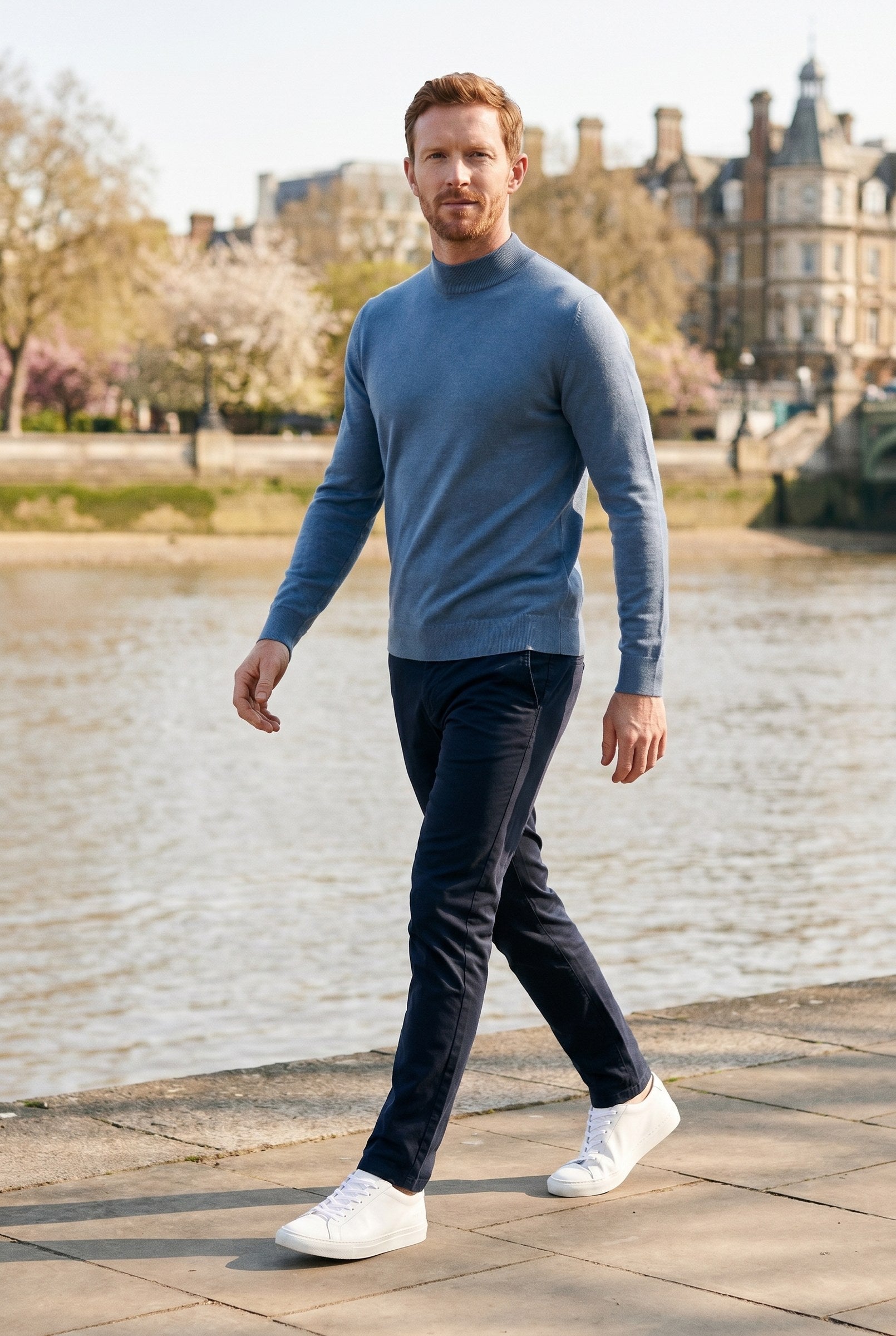 Men's Ultra Fine Cotton Mock Neck Jumper | Blackstone London