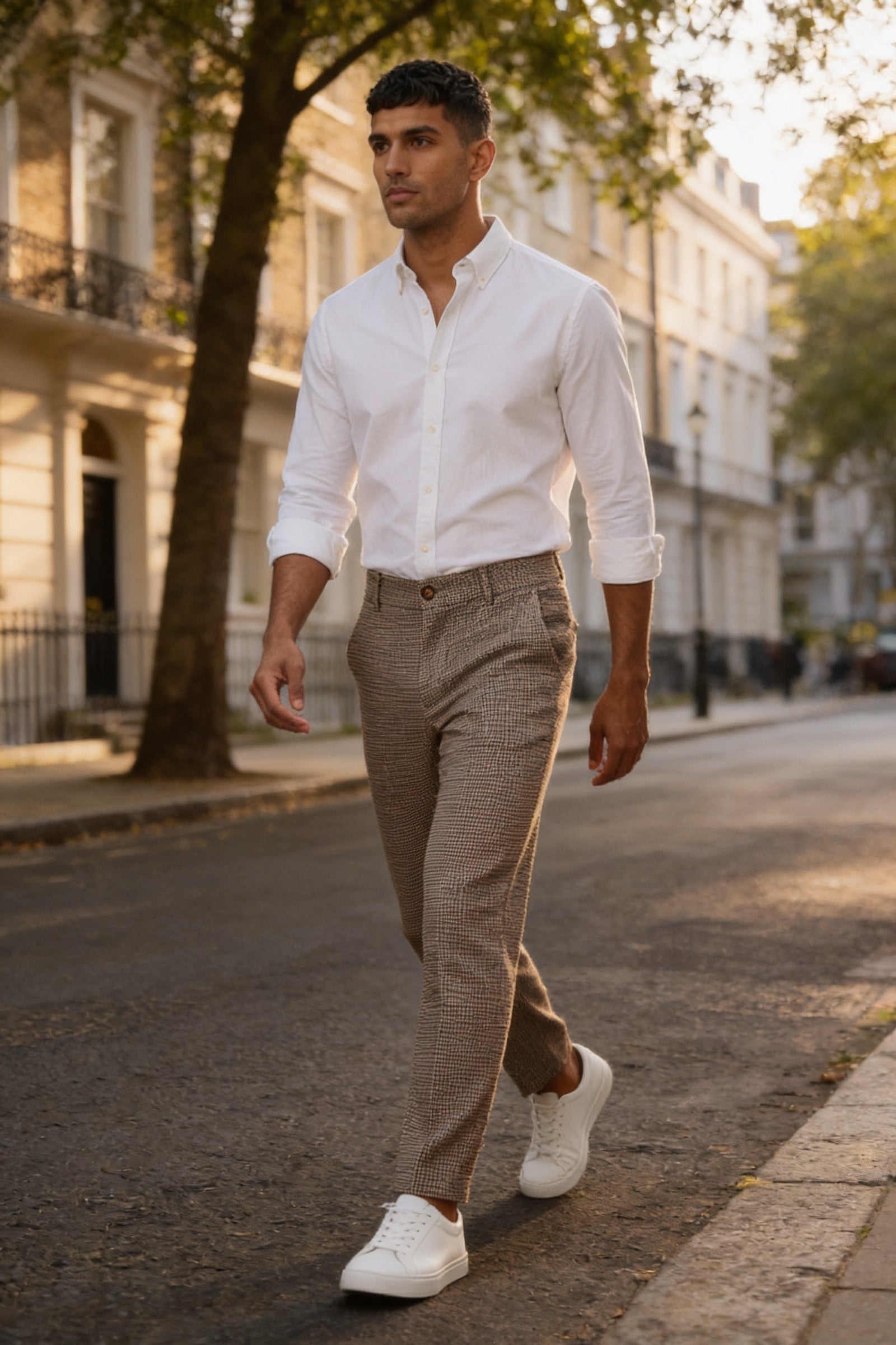 Men's Dogtooth Woven Cropped Trouser | Blackstone London