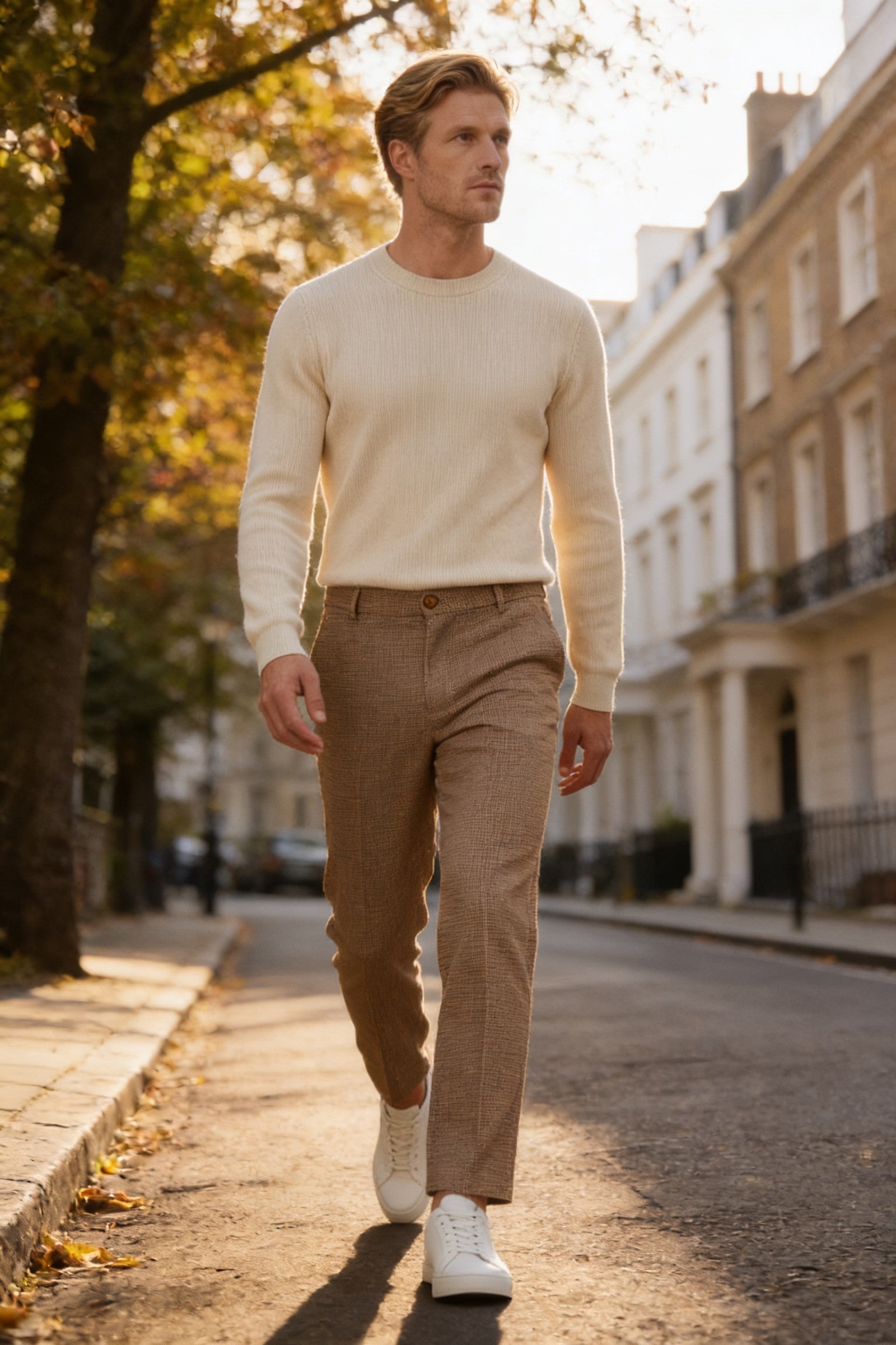 Men's Dogtooth Woven Cropped Trouser | Blackstone London