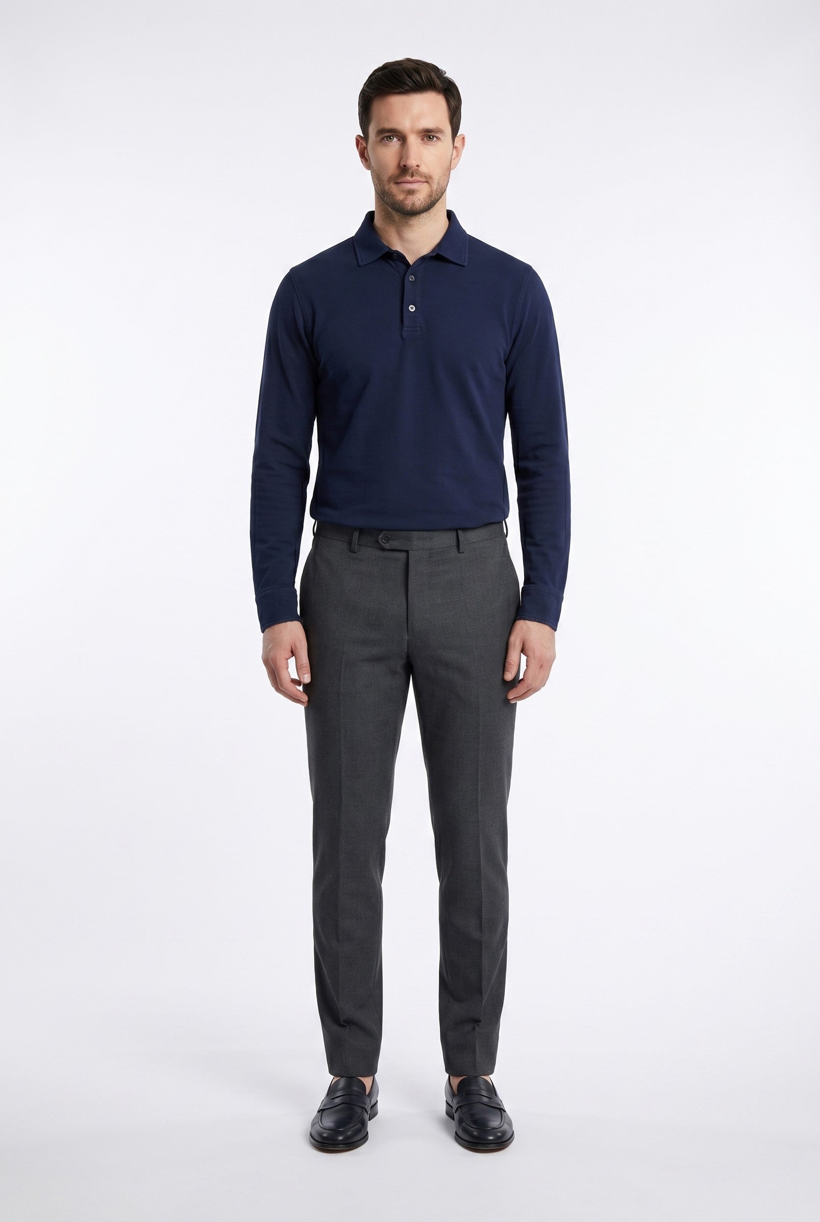 Men's Moxon Long-Sleeve Pique Polo | Blackstone London