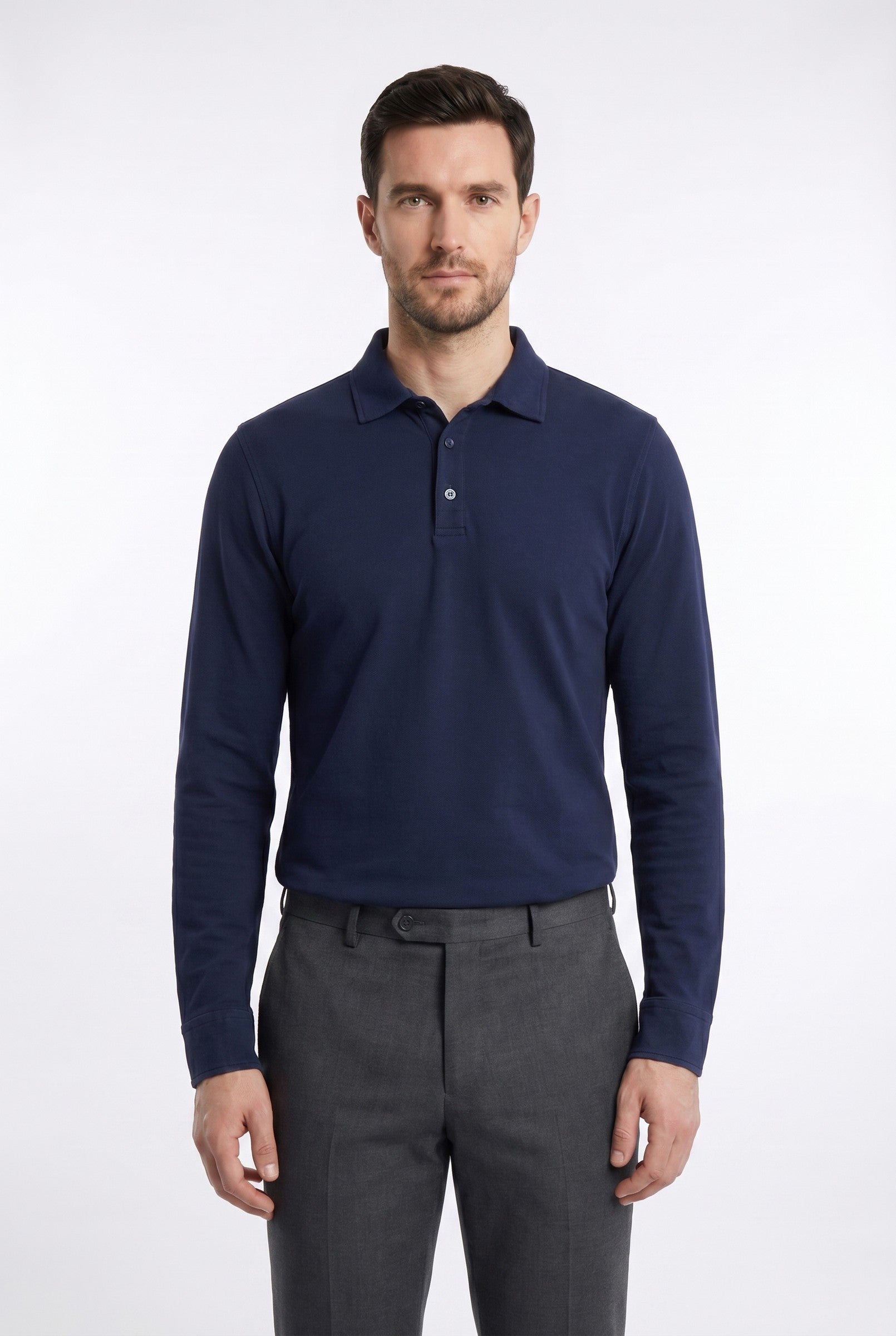 Men's Moxon Long-Sleeve Pique Polo | Blackstone London