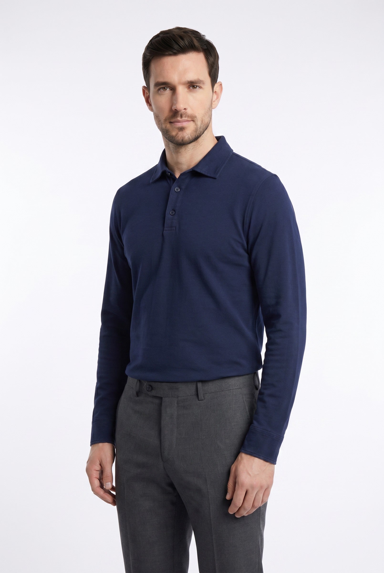 Men's Moxon Long-Sleeve Pique Polo | Blackstone London