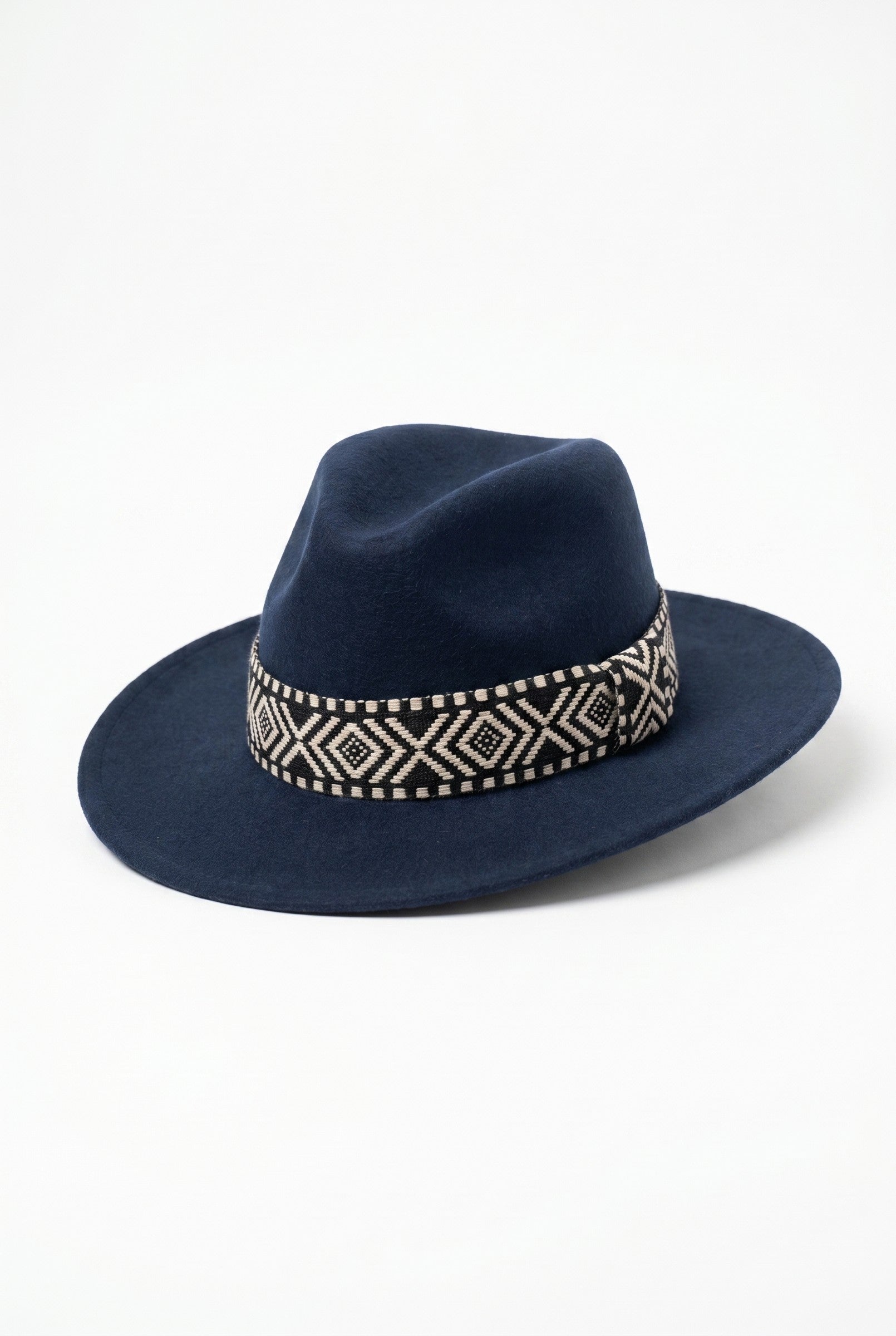 Men's Wide Brim Fedora Hat with Aztec Band | Blackstone London