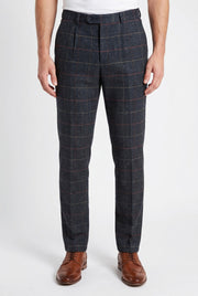 Men's Eton Navy Check Tweed Trousers | Blackstone London