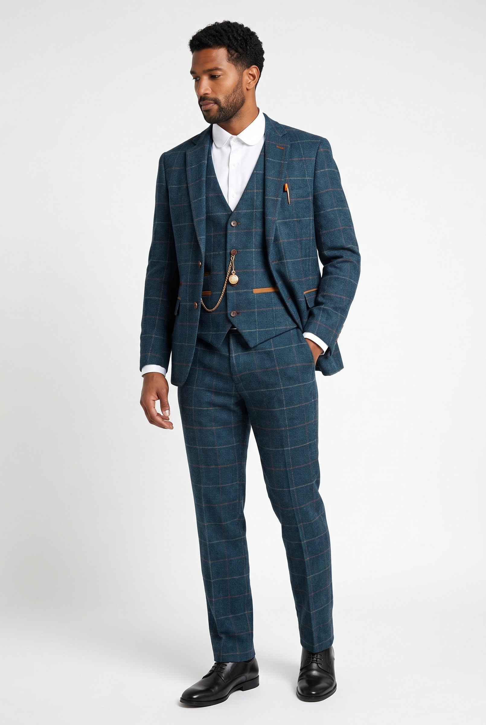 Men's Eton Navy Check Tweed Blazer | Blackstone London