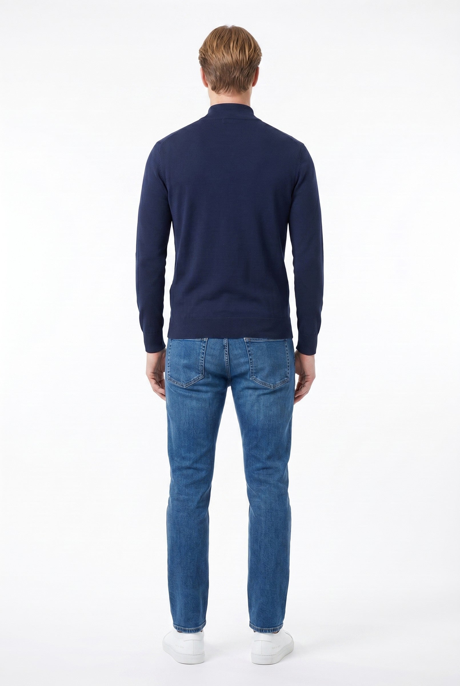 Men's Cotton Knitted Half Zip Funnel Neck Jumper | Blackstone London