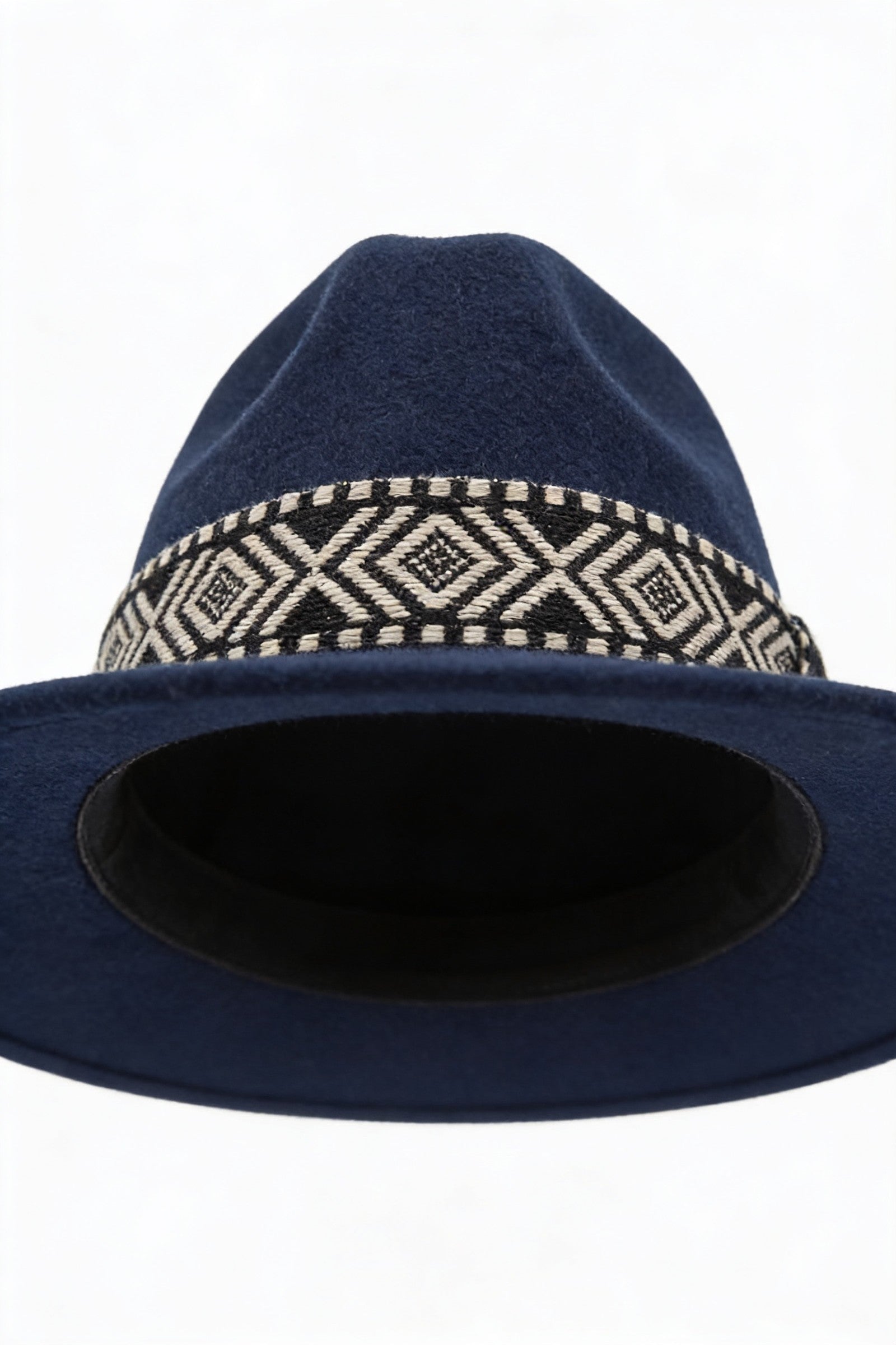 Men's Wide Brim Fedora Hat with Aztec Band | Blackstone London
