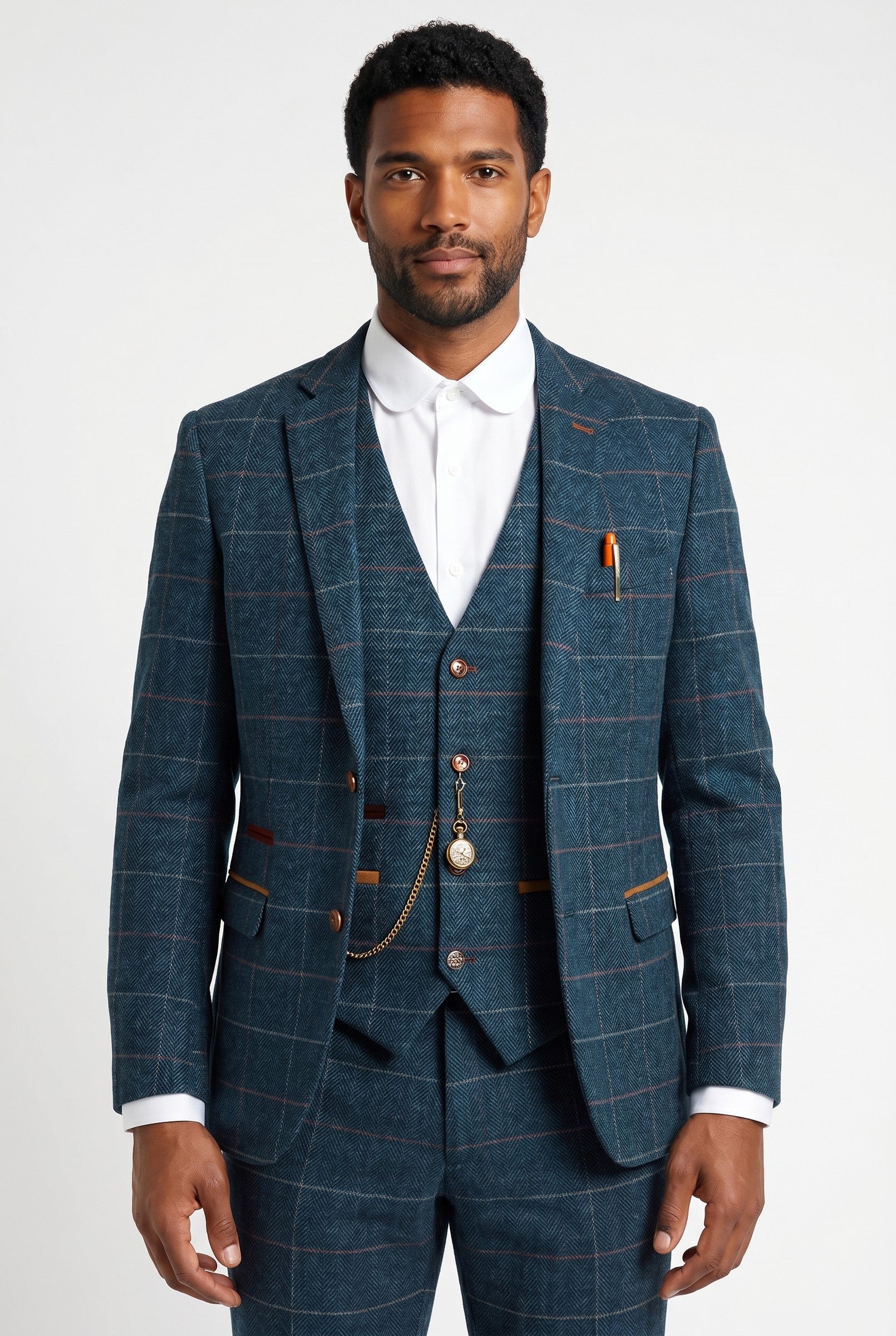 Men's Eton Navy Check Tweed Blazer | Blackstone London