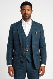 Men's Eton Navy Check Tweed Blazer | Blackstone London