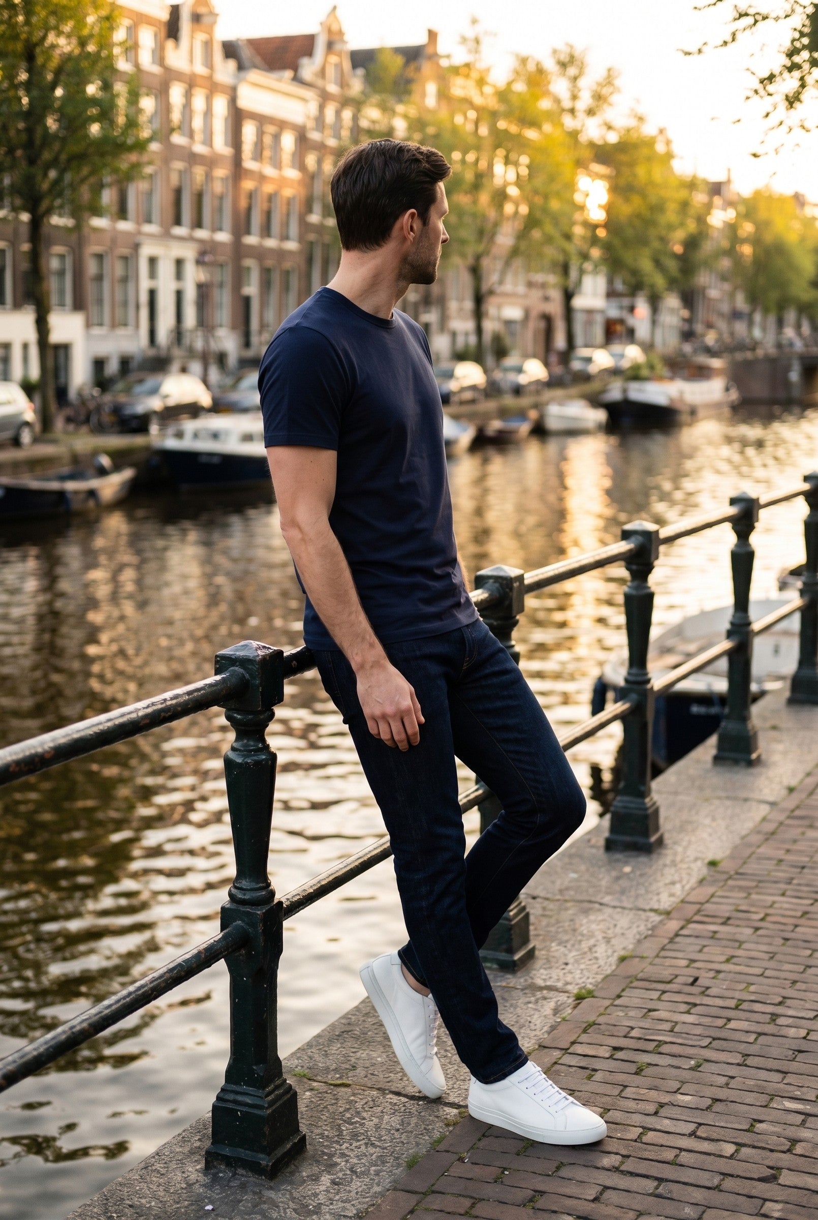 Men's Eyelet Crew Neck T-Shirt | Blackstone London