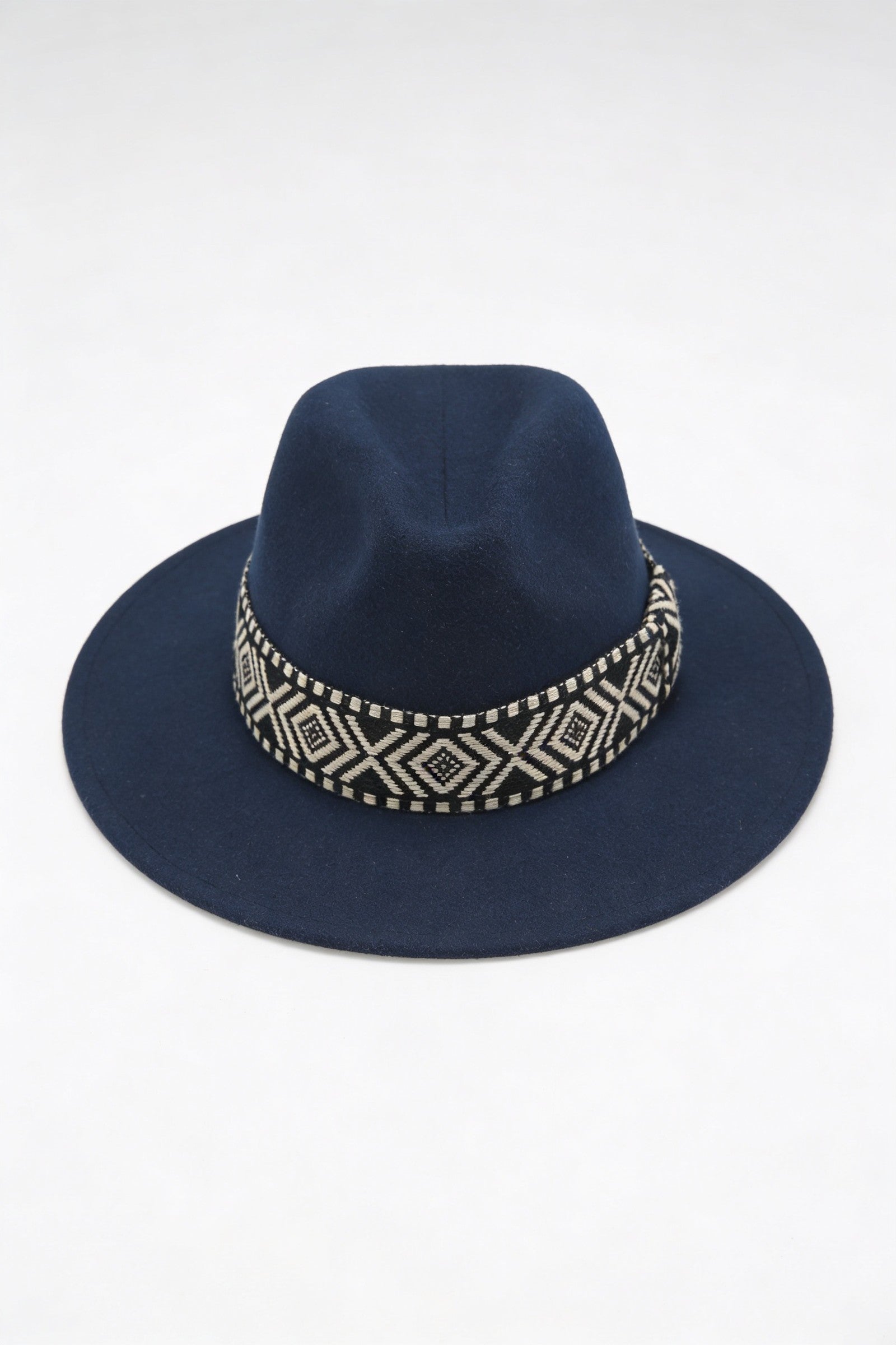 Men's Wide Brim Fedora Hat with Aztec Band | Blackstone London