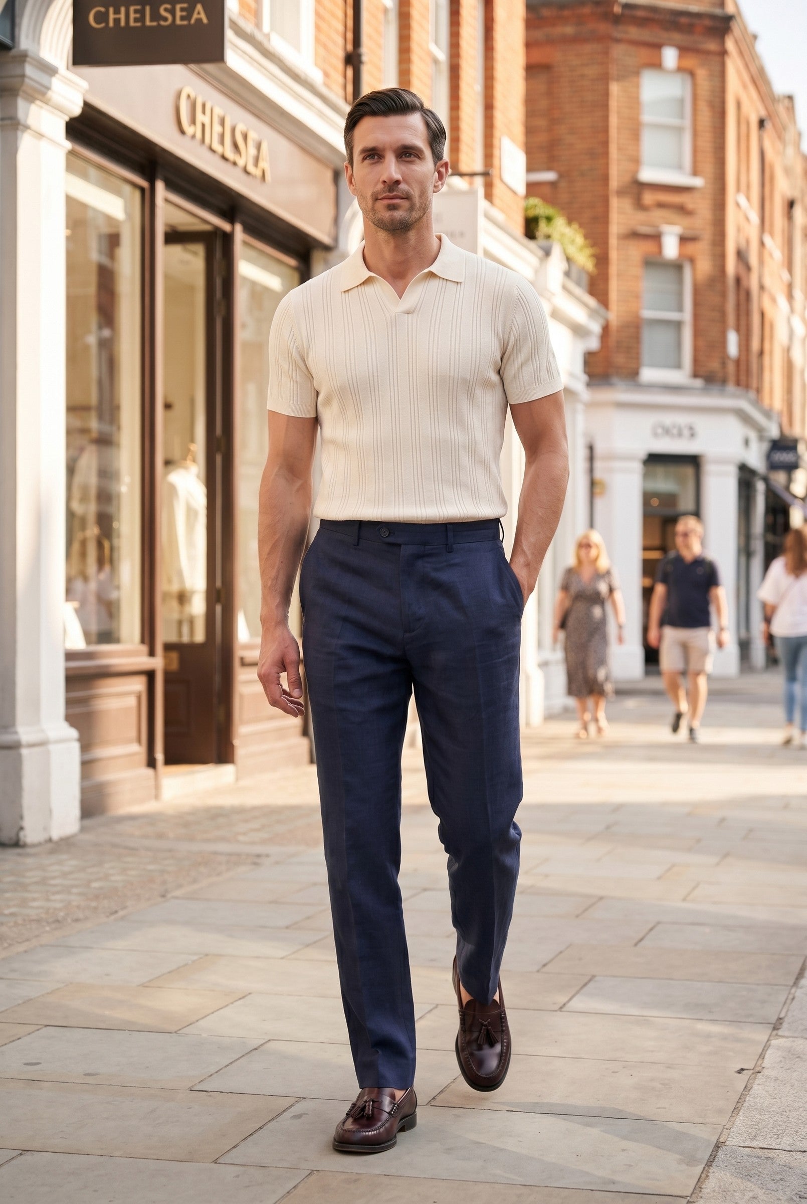 Men's Linen Tailored Trousers | Blackstone London
