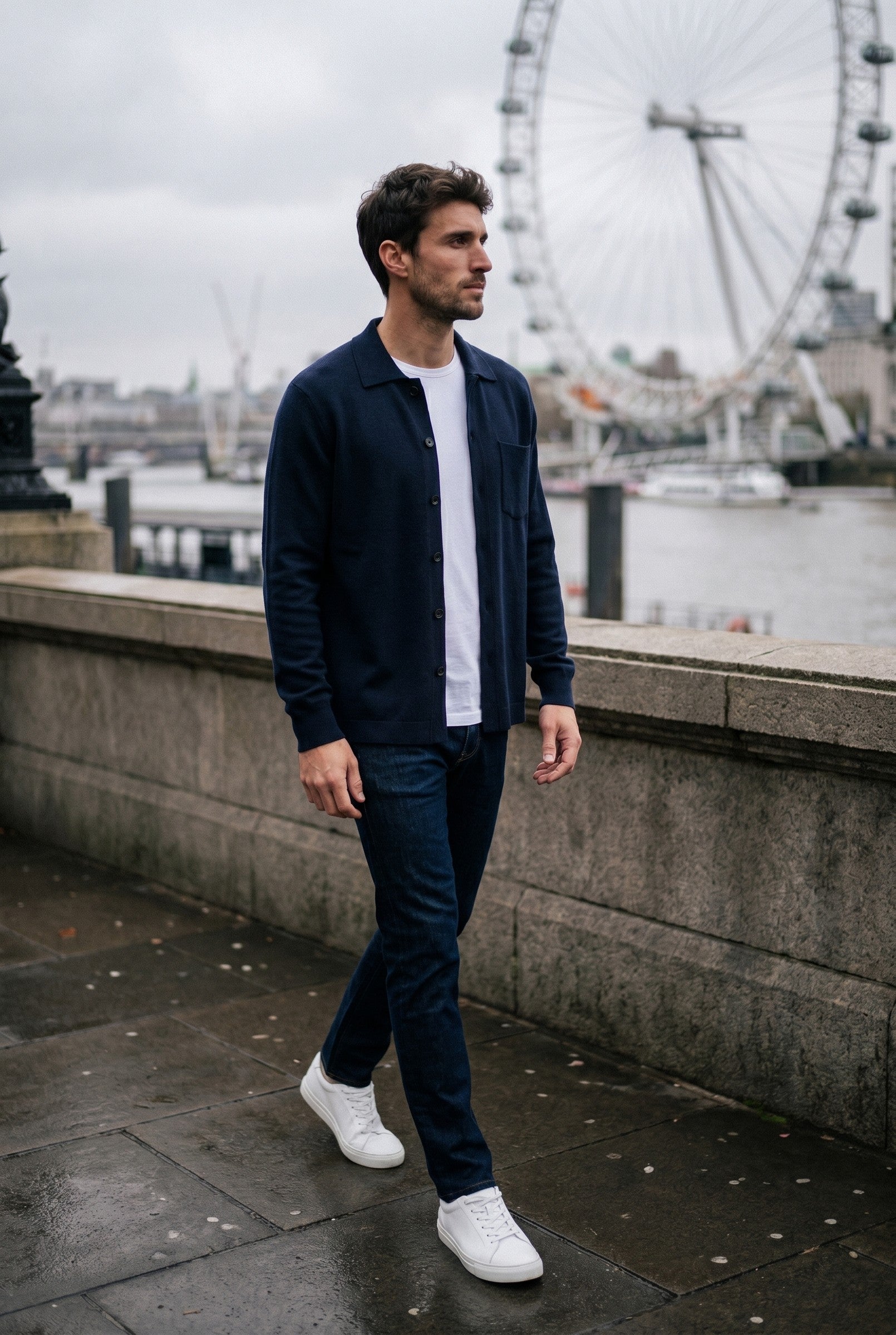 Men's Long Sleeve Knit Polo Shirt | Blackstone London