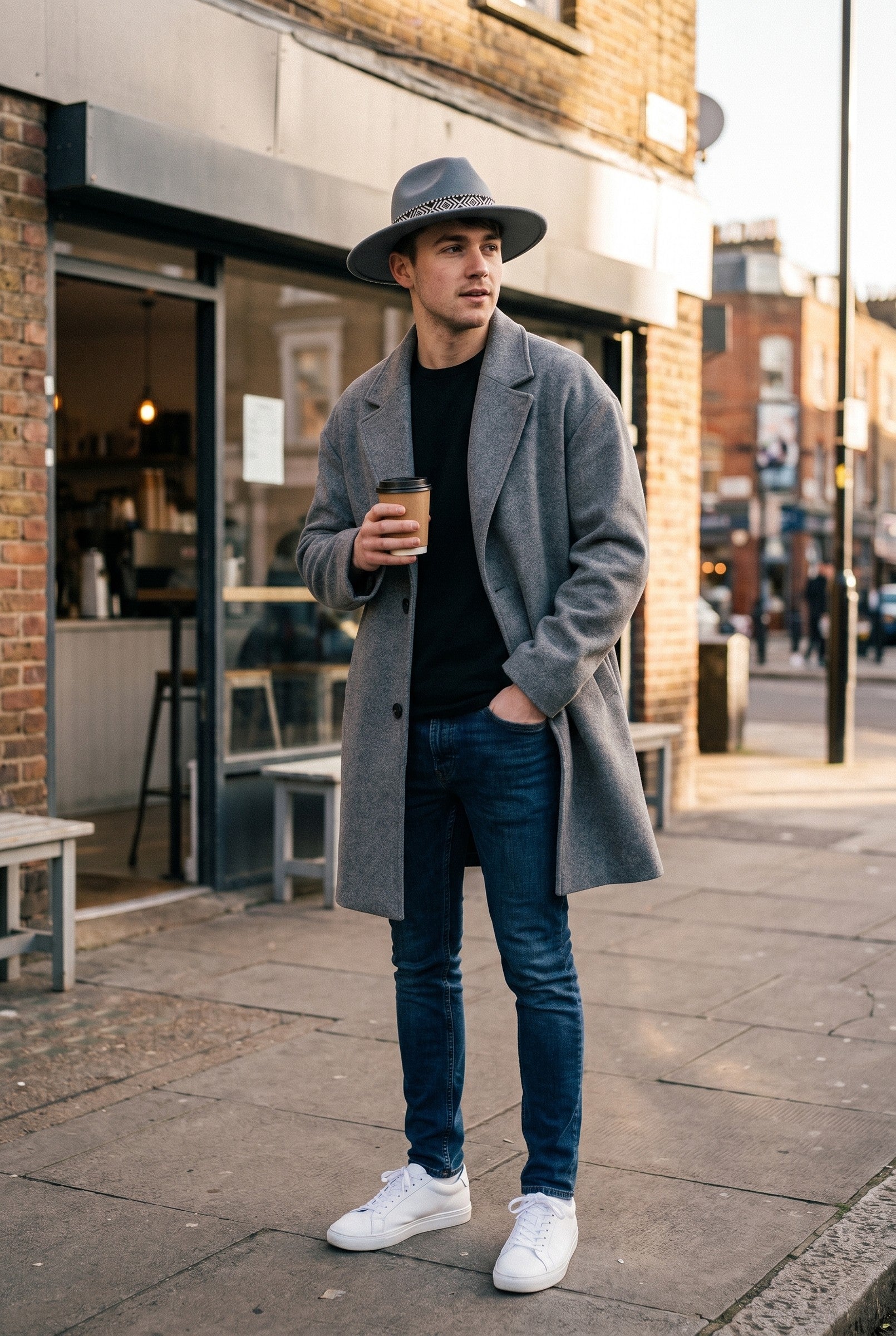 Men's Wide Brim Fedora Hat with Aztec Band | Blackstone London